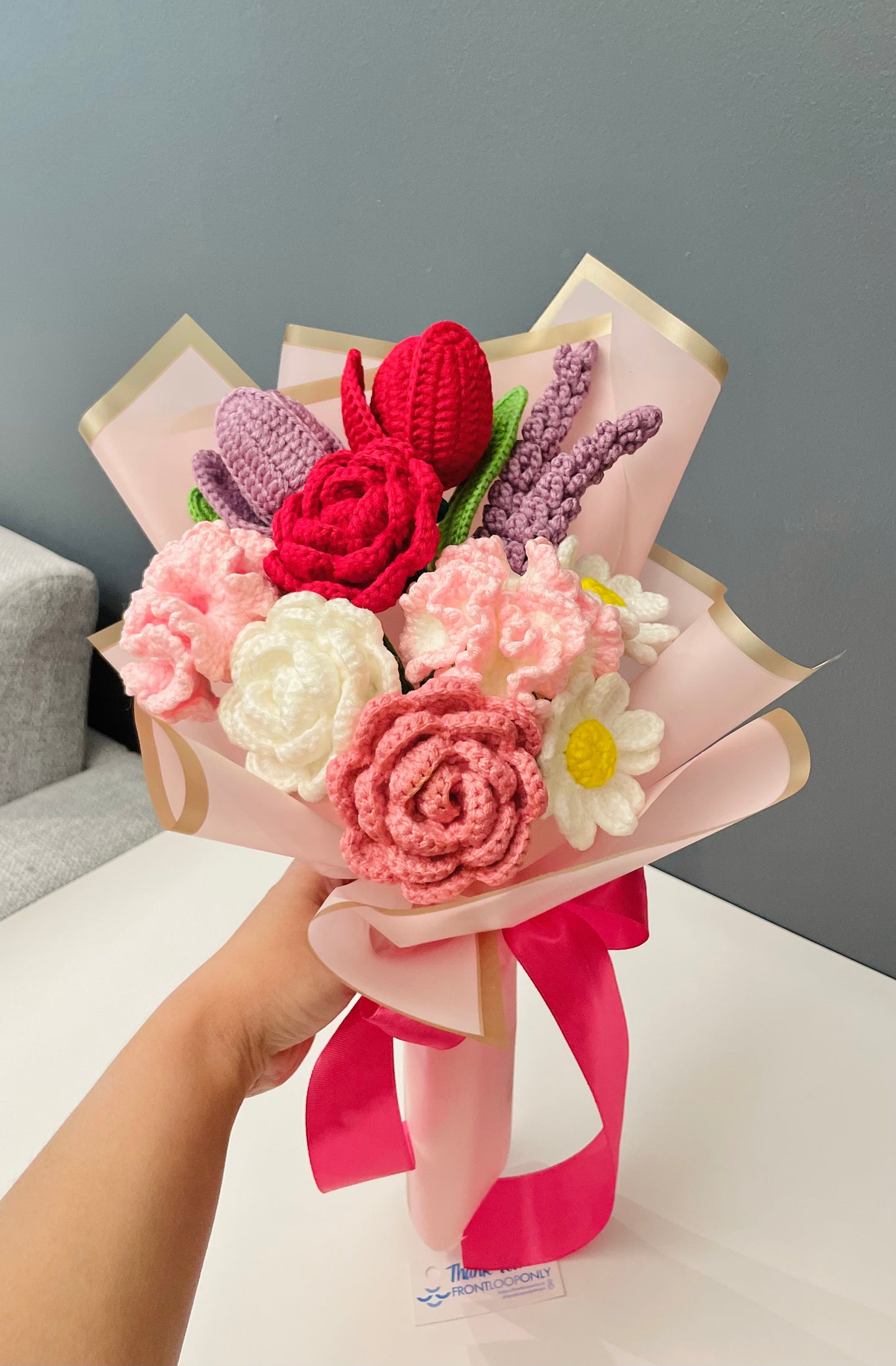 Crochet Flower Bouquet - Handmade Valentine Flowers