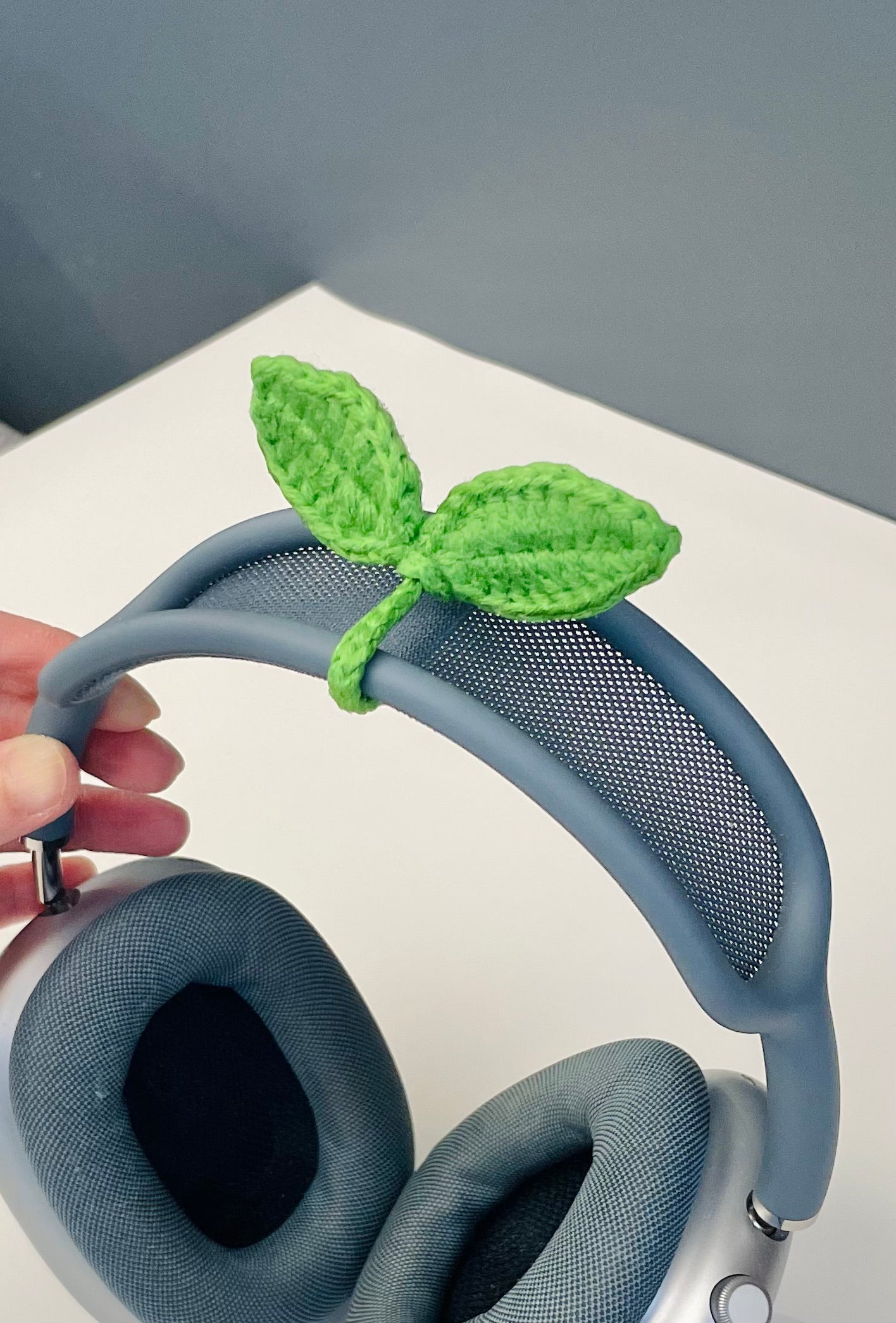 Crochet Leaf Sprout - Headphone Sprout for AirPods Max, Bookmark & Wire Wrap