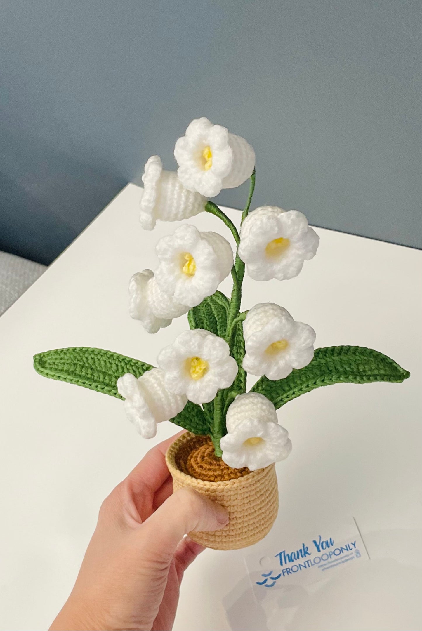 Crochet Lily of the Valley Flower Pot - Handmade Floral Decor