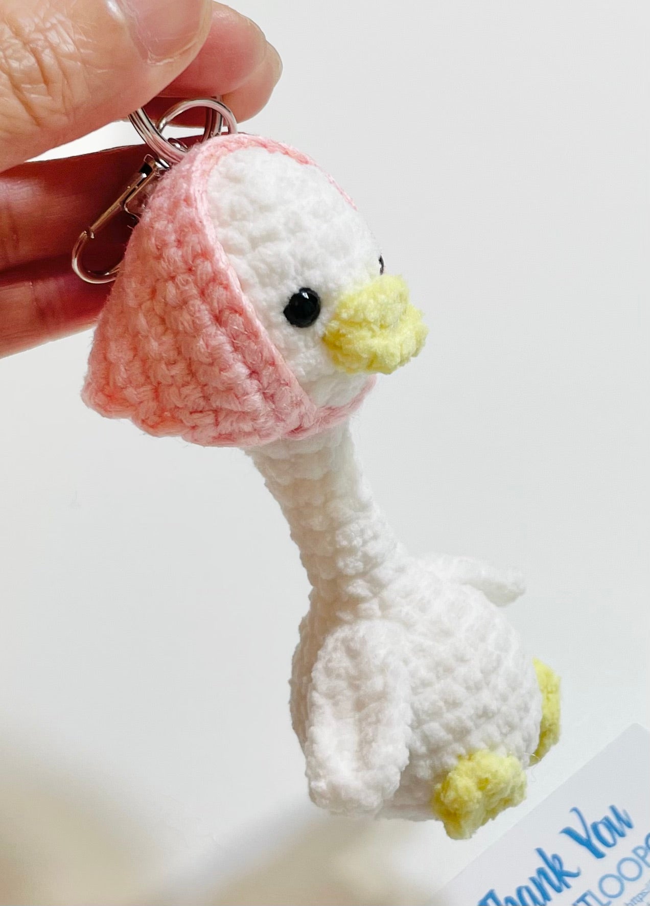 Crochet Mother Duck Keychain with Bandana or Hat | Handmade Amigurumi Duck Bag Charm | Animal Keychain Gift