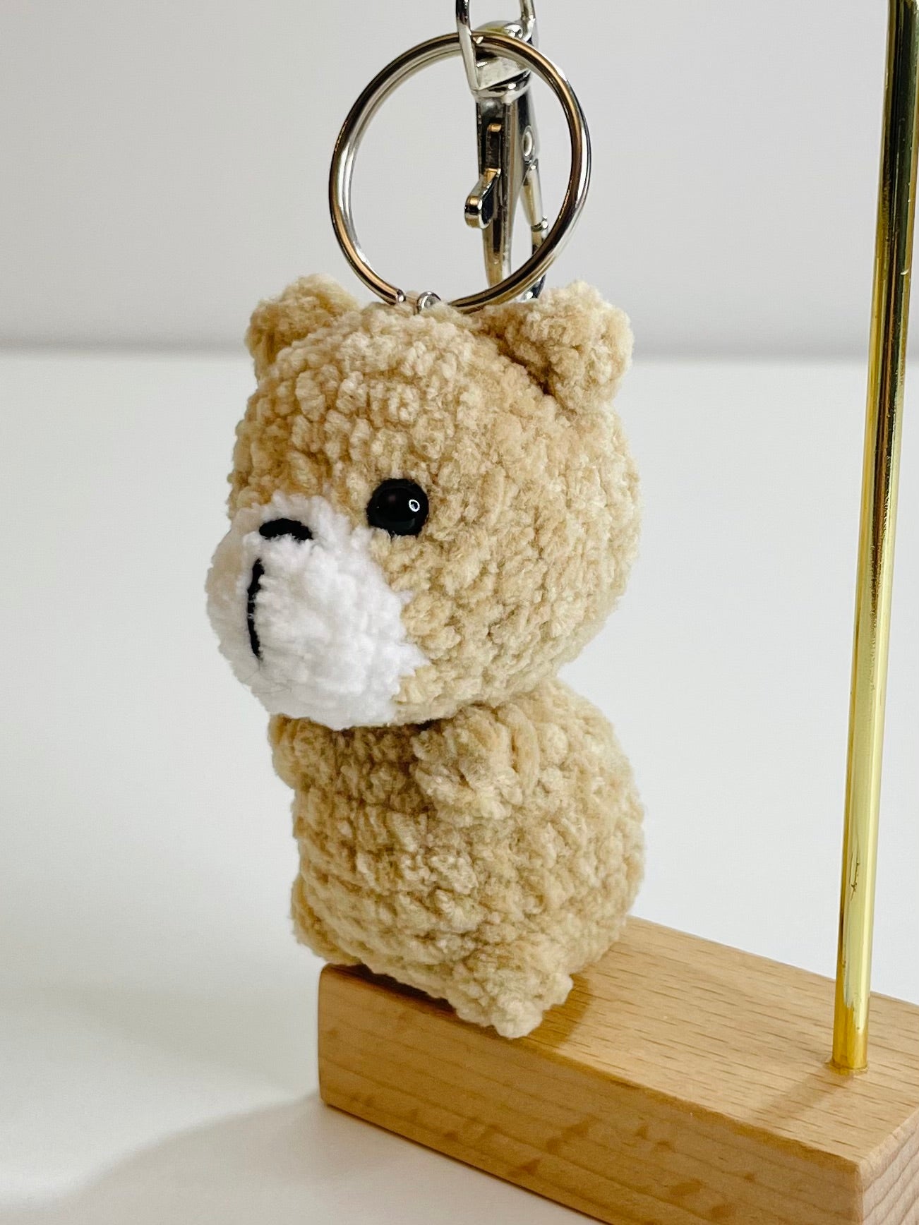 Crochet Baby Bear Keychain, Plush Amigurumi Bag Charm, Kawaii Animal Keyring