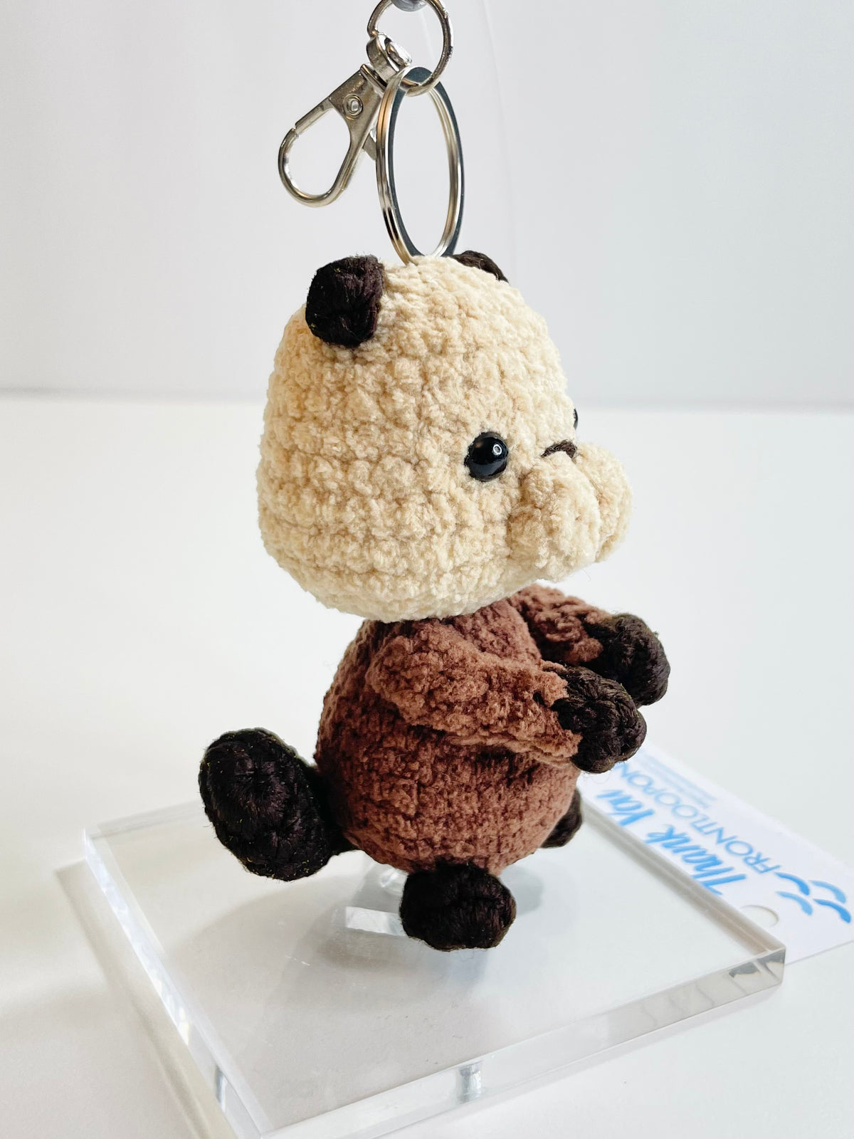 Handmade Crochet Beaver Keychain, Amigurumi Woodland Animal Bag Charm