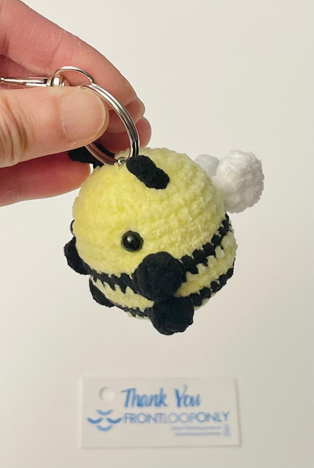 Crochet Bee Plushie Keychain, Mini Handmade Bee Amigurumi, Bag Charm, Keyring Gift