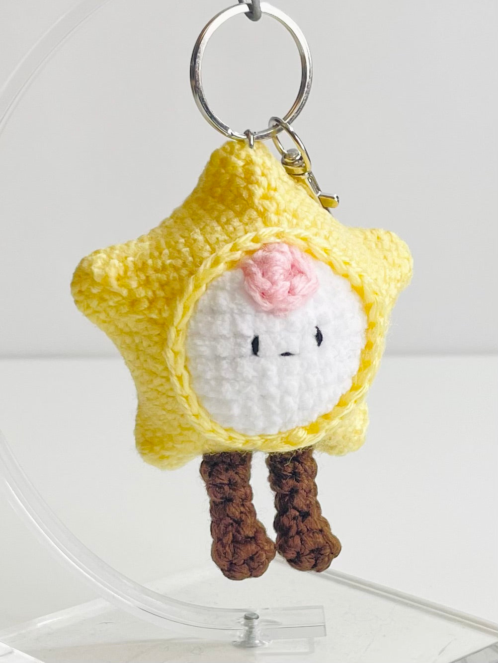 Crochet Baby Star Keychain – Handmade Kawaii Star Bag Charm, Amigurumi Keyring