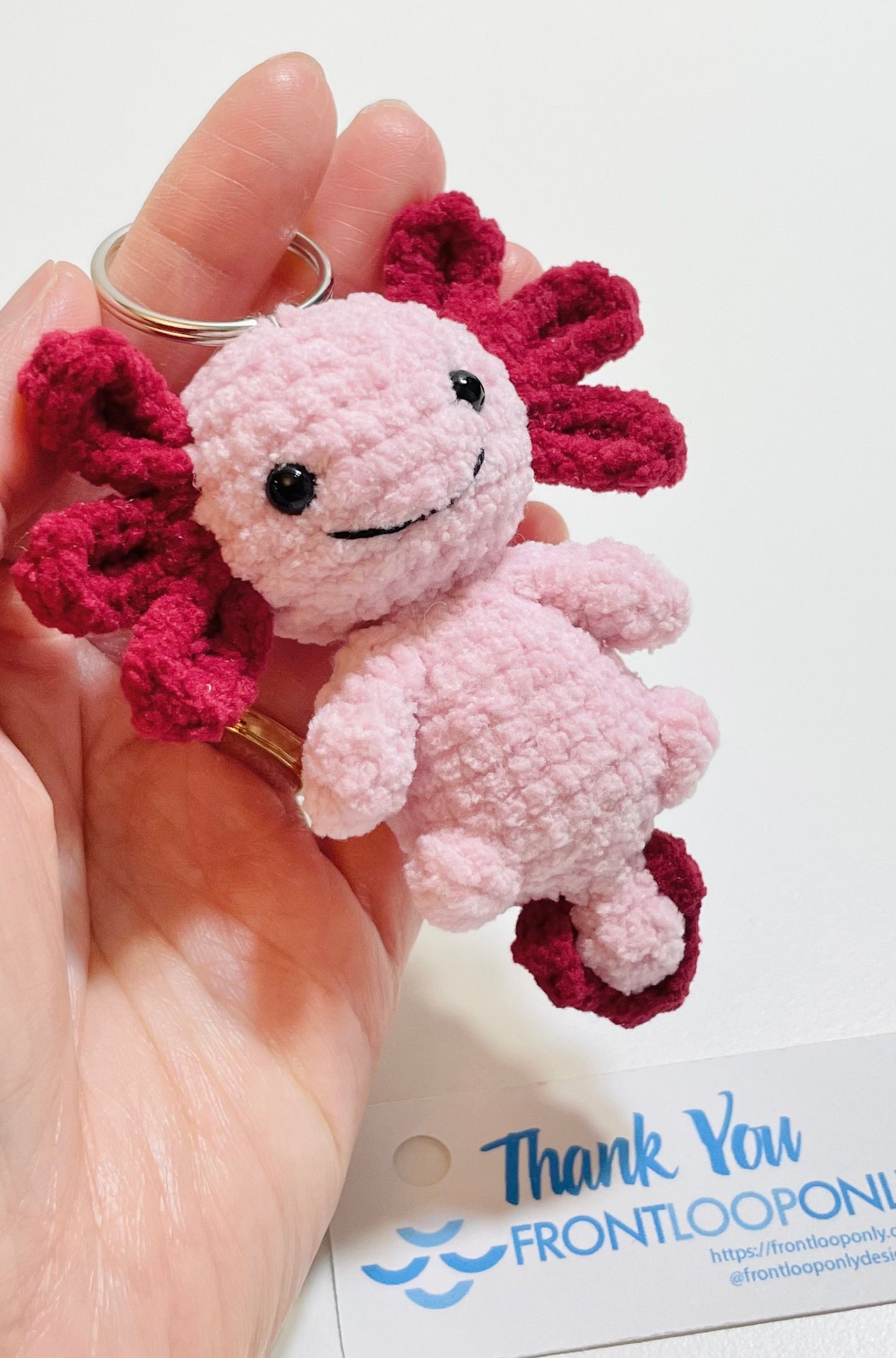 Crochet Axolotl Keychain, Kawaii Amigurumi Bag Charm, Axolotl Lover Gift