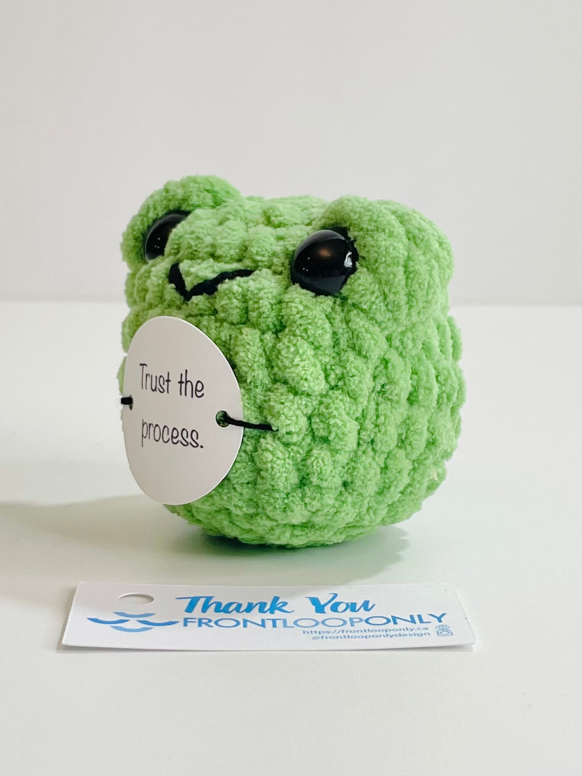 Personalized Weighted Crochet Frog | Pocket Pal, Affirmation Gift