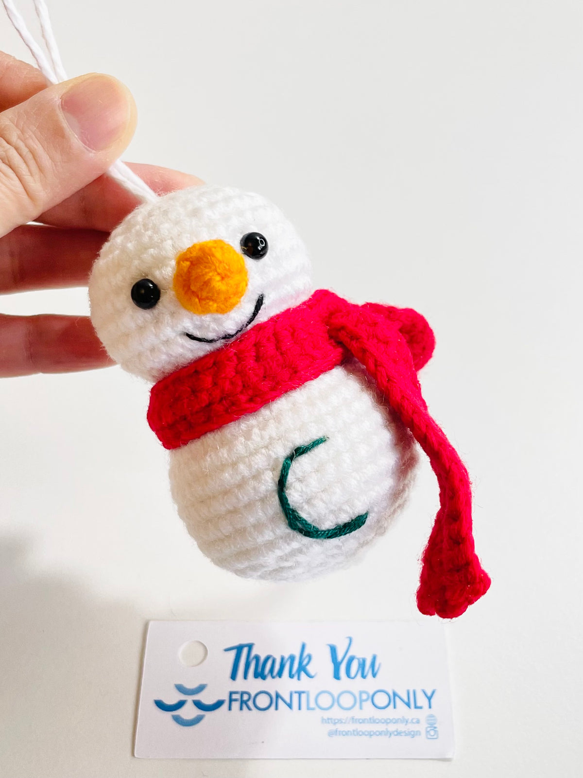 Personalized Crochet Snowman Ornament, Customized Christmas Keepsake, Handmade Tree Decoration