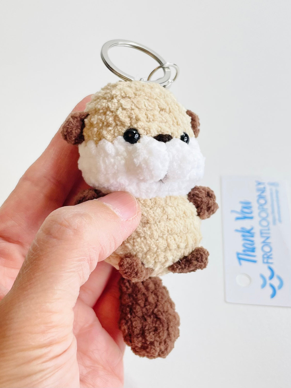 Crochet Baby Beaver Keychain, Handmade Chubby Amigurumi Plush, Woodland Animal Backpack Charm