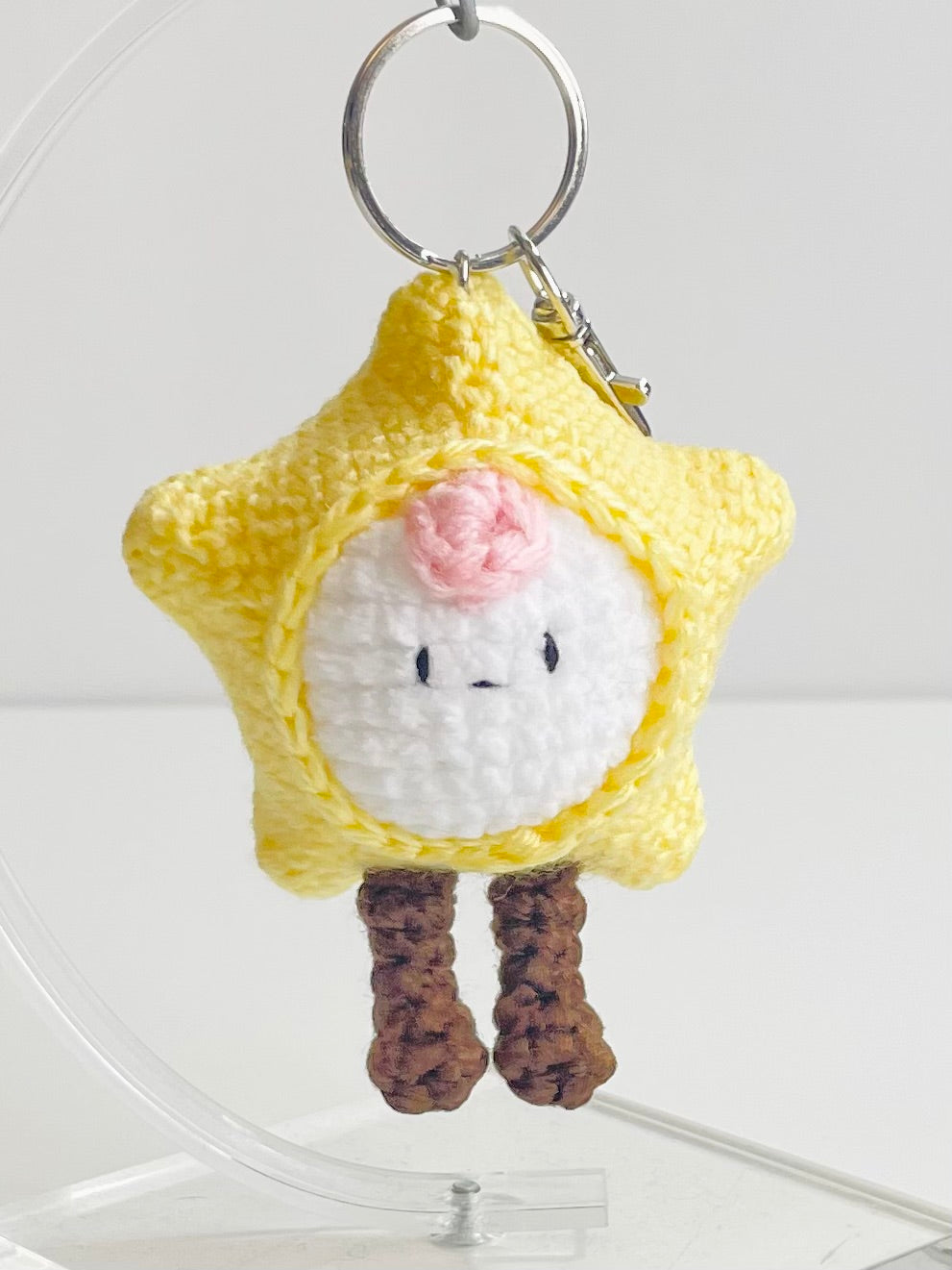 Crochet Baby Star Keychain – Handmade Kawaii Star Bag Charm, Amigurumi Keyring