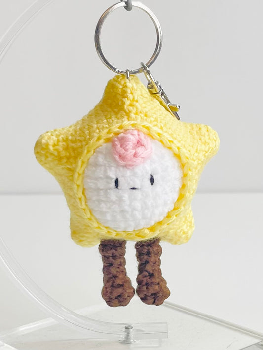 Crochet Baby Star Keychain – Handmade Kawaii Star Bag Charm, Amigurumi Keyring