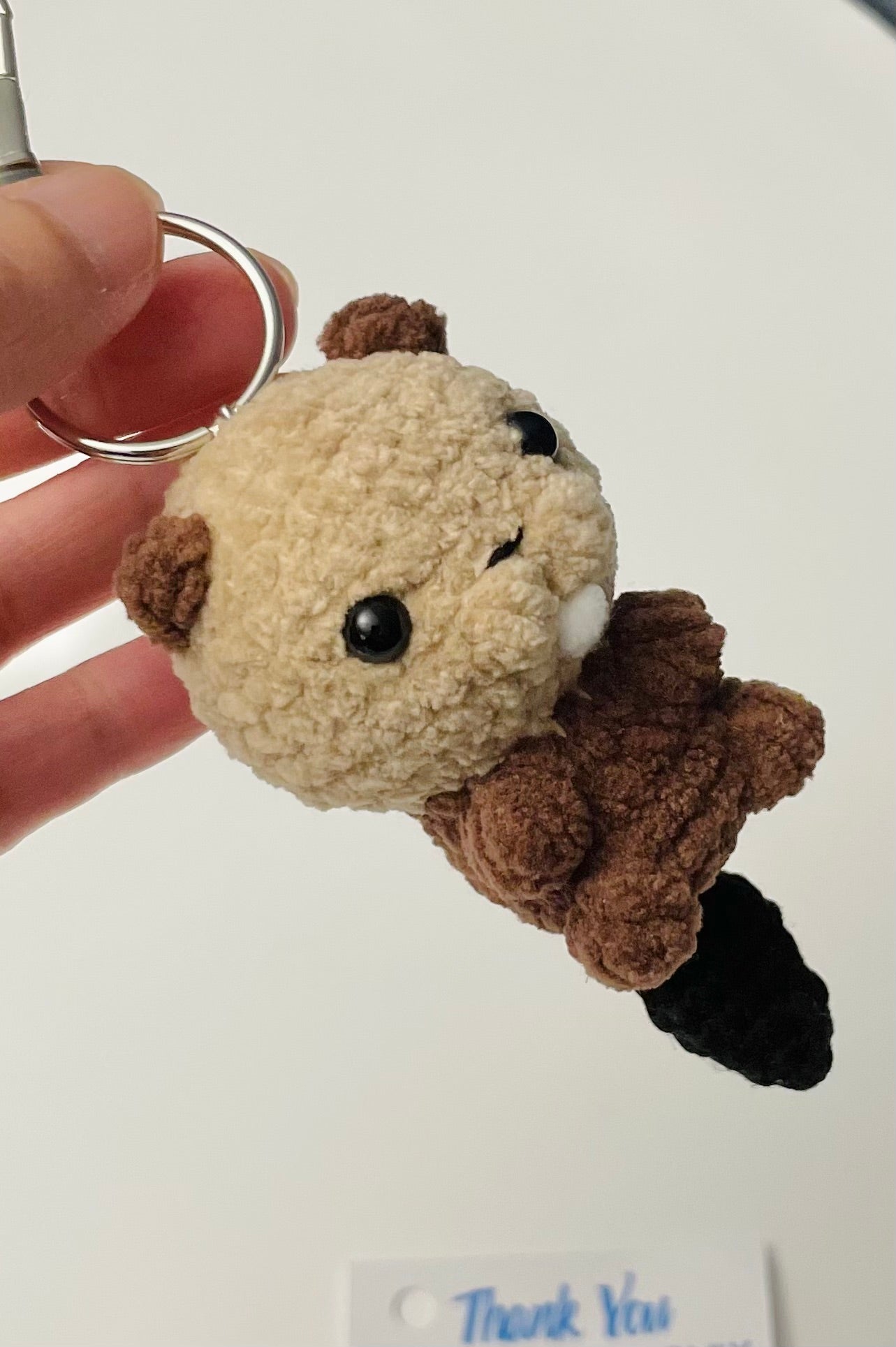 Crochet Beaver Keychain – Handmade Amigurumi Couple Gift
