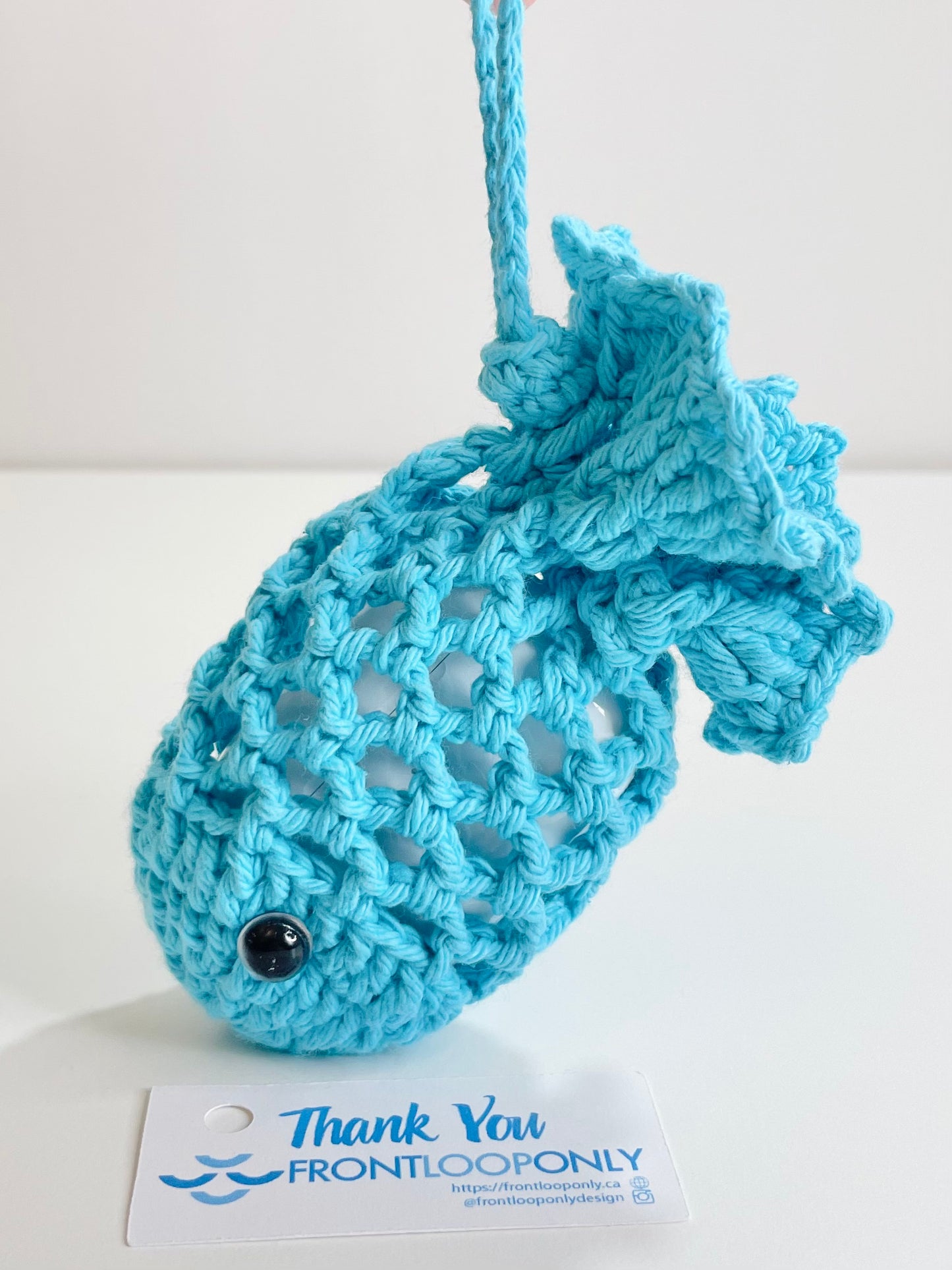 Crochet Fish AirPods Pouch | Handmade Cotton Yarn Earbud Case | Kawaii Fish Bag Holder