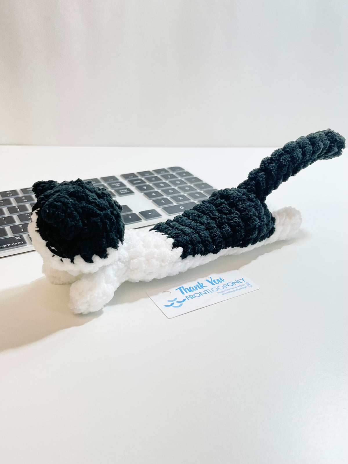 Handmade Crochet Cat Wrist Rest, Soft Office Desk Accessory (9 inches)