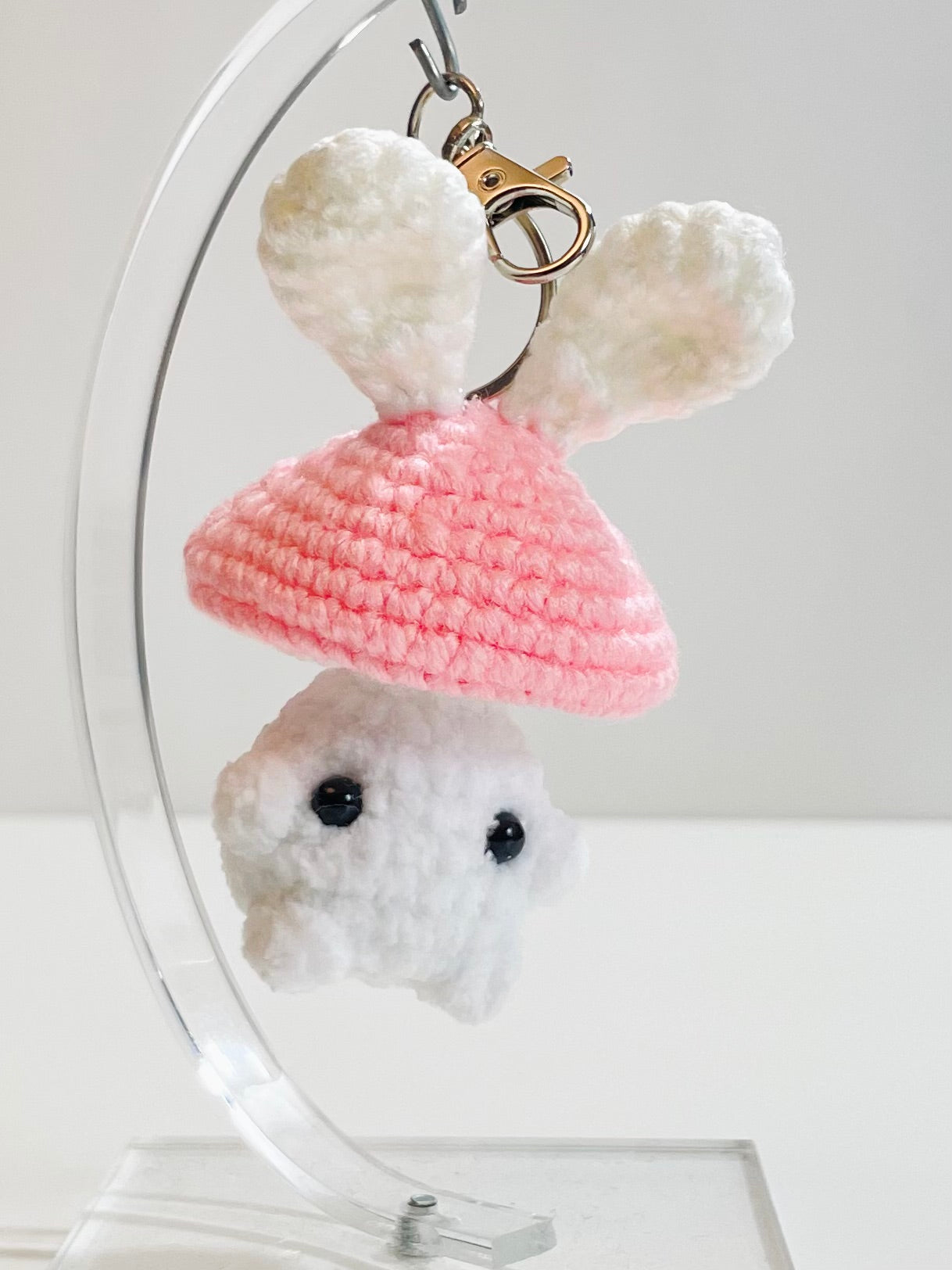 Crochet Baby Mushroom Keychain, Handmade Kawaii Amigurumi Frog, Duck, Bunny Strawberry Bag Charm