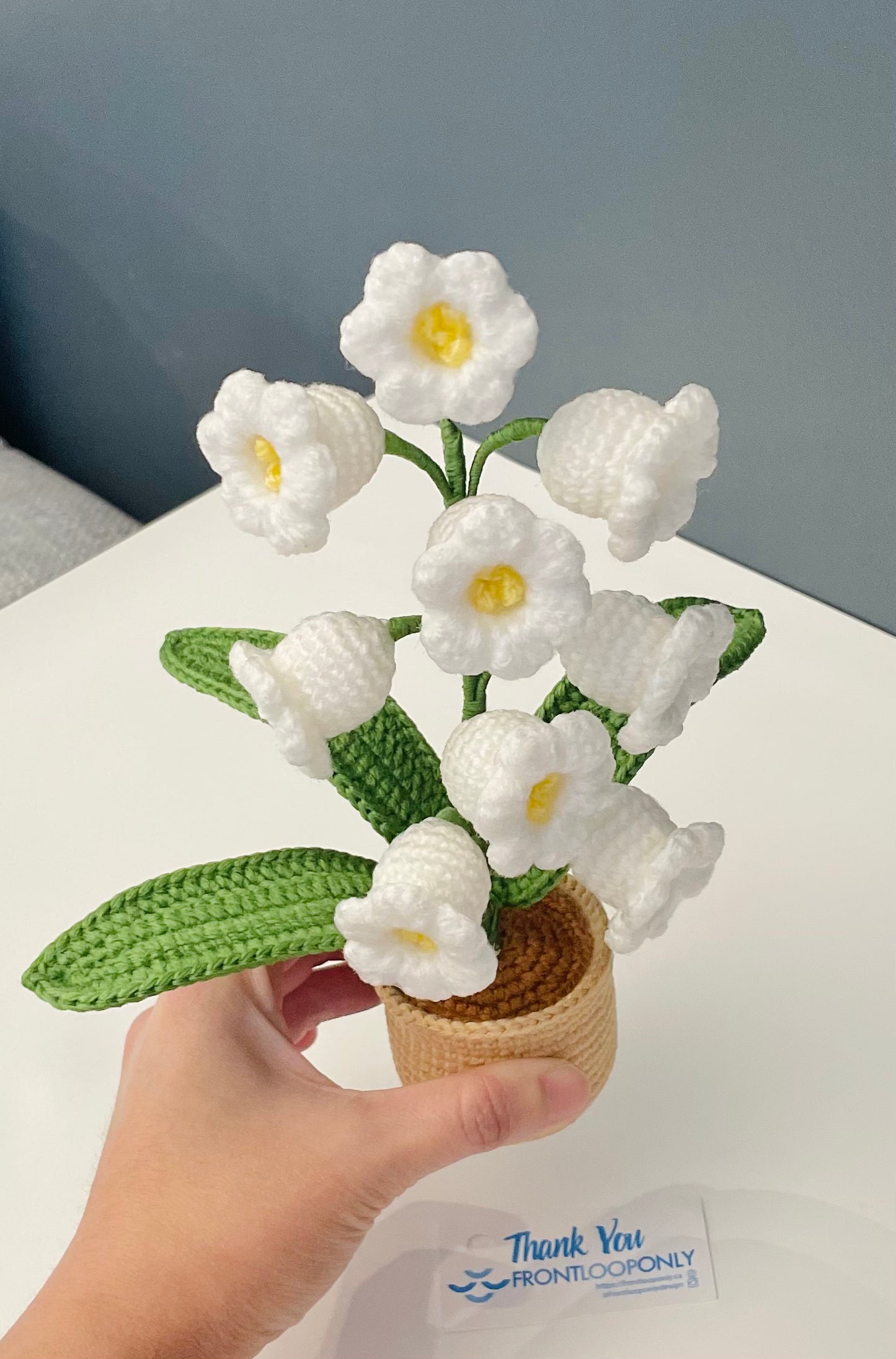 Crochet Lily of the Valley Flower Pot - Handmade Floral Decor