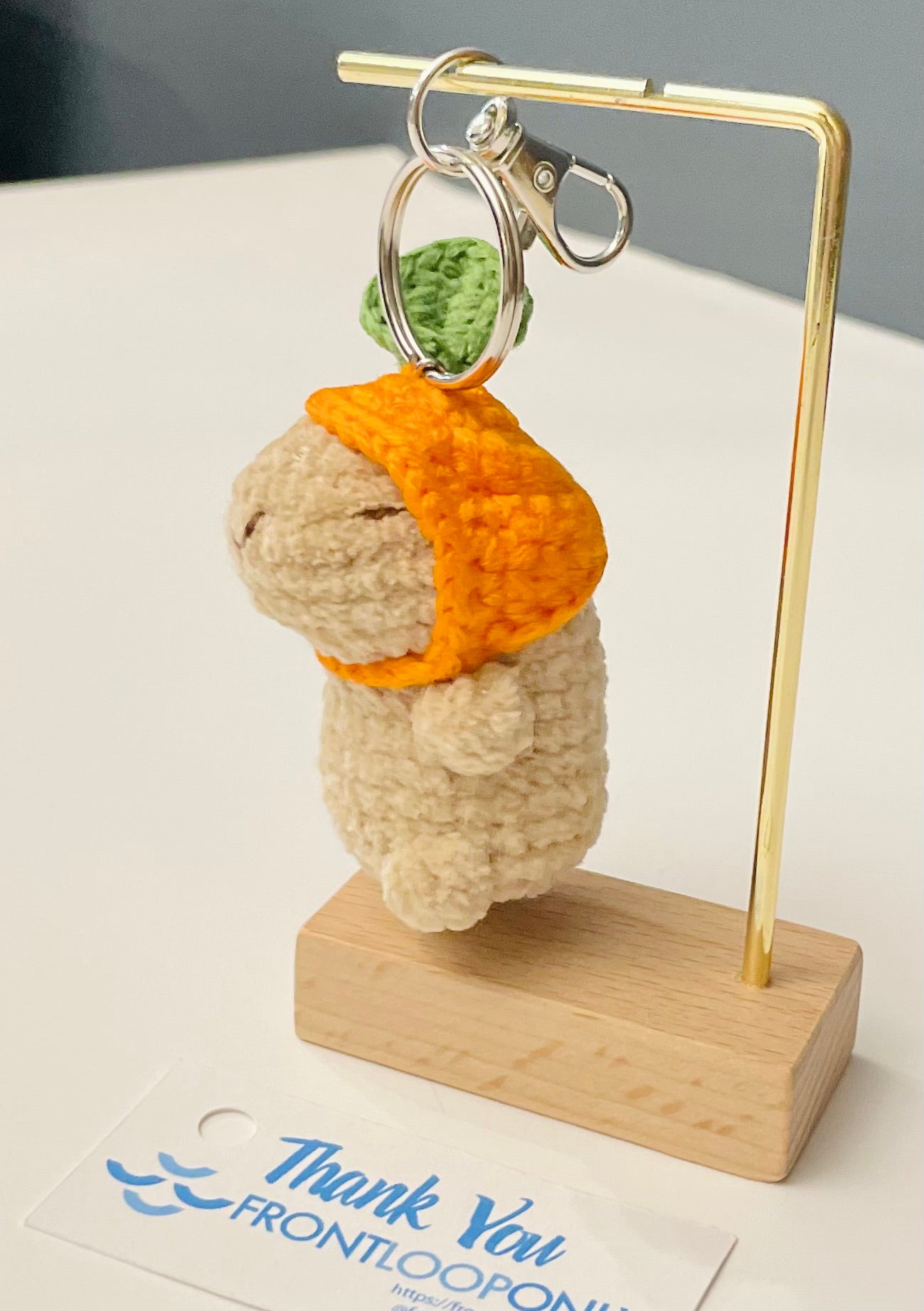 Capybara Keychain: Handmade Crochet Chill Animal with Hat