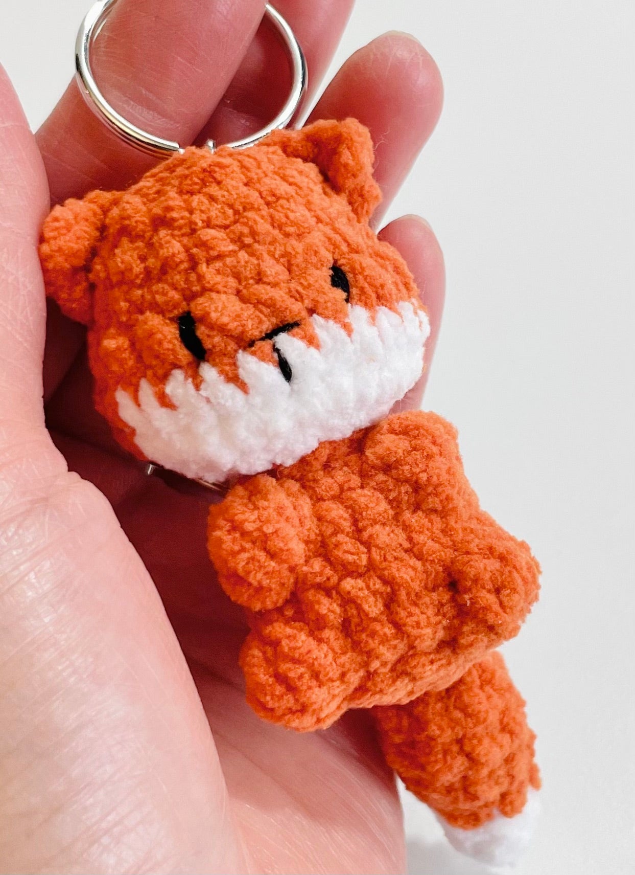 Crochet Fox Keychain – Kawaii Amigurumi Plush Animal Charm, Stuffed Fox Keyring