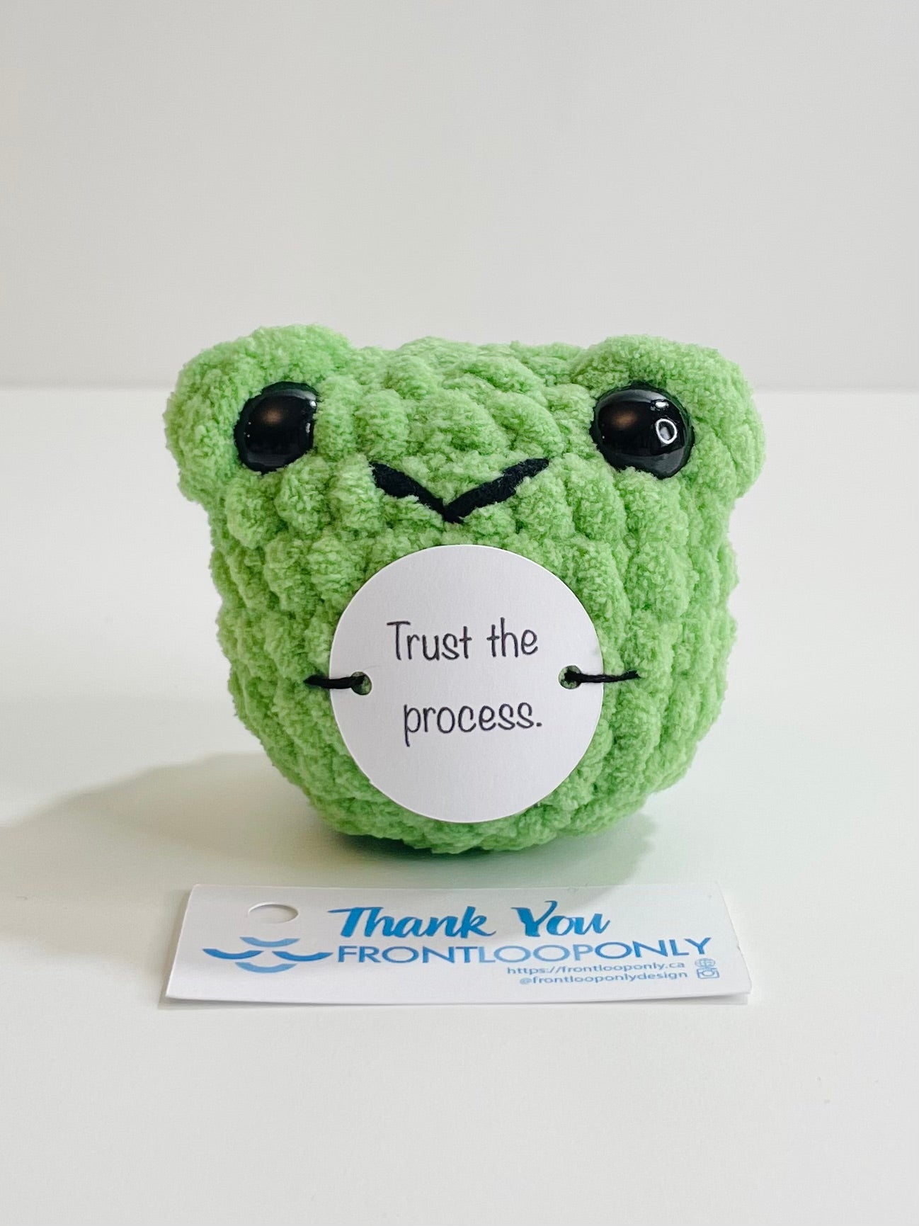 Personalized Weighted Crochet Frog | Pocket Pal, Affirmation Gift
