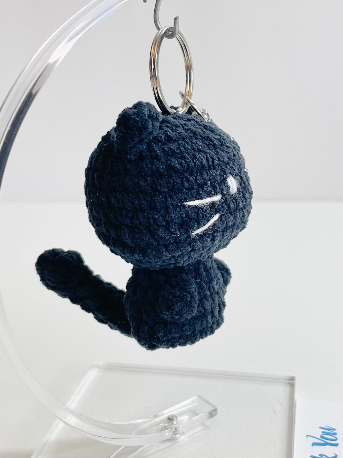 Crochet Cat Pocket Keychain – Handmade Kawaii Kitty Charm, Amigurumi Cat Bag Accessory
