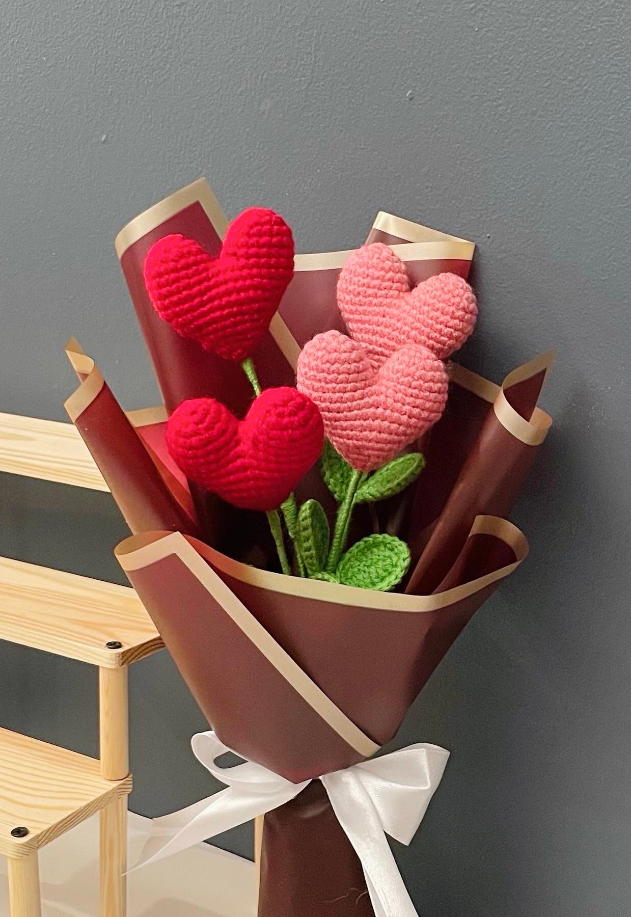 Crochet Heart Flower – Valentine’s Day Gift, Handmade Love Flower, Romantic Decor