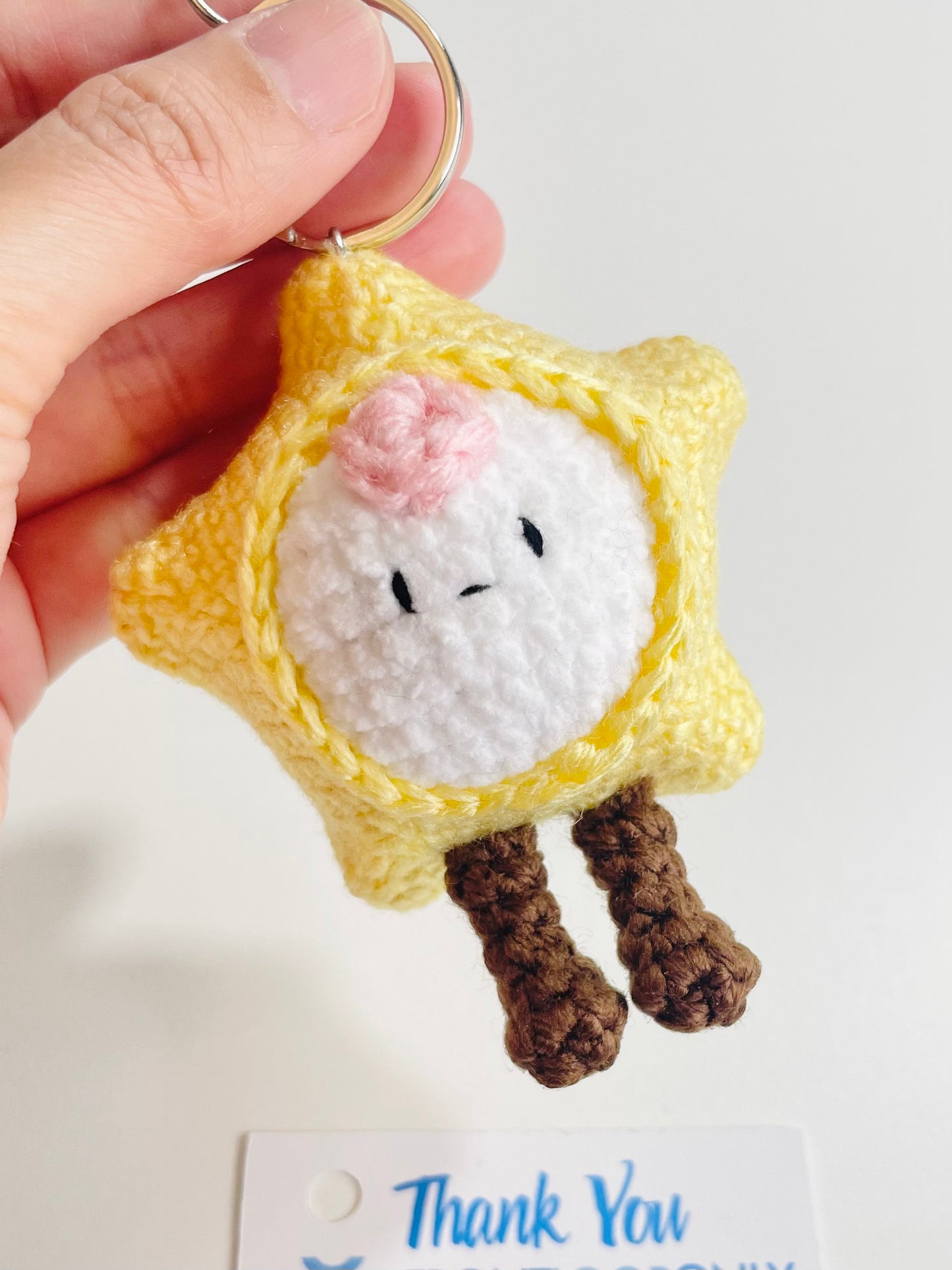 Crochet Baby Star Keychain – Handmade Kawaii Star Bag Charm, Amigurumi Keyring