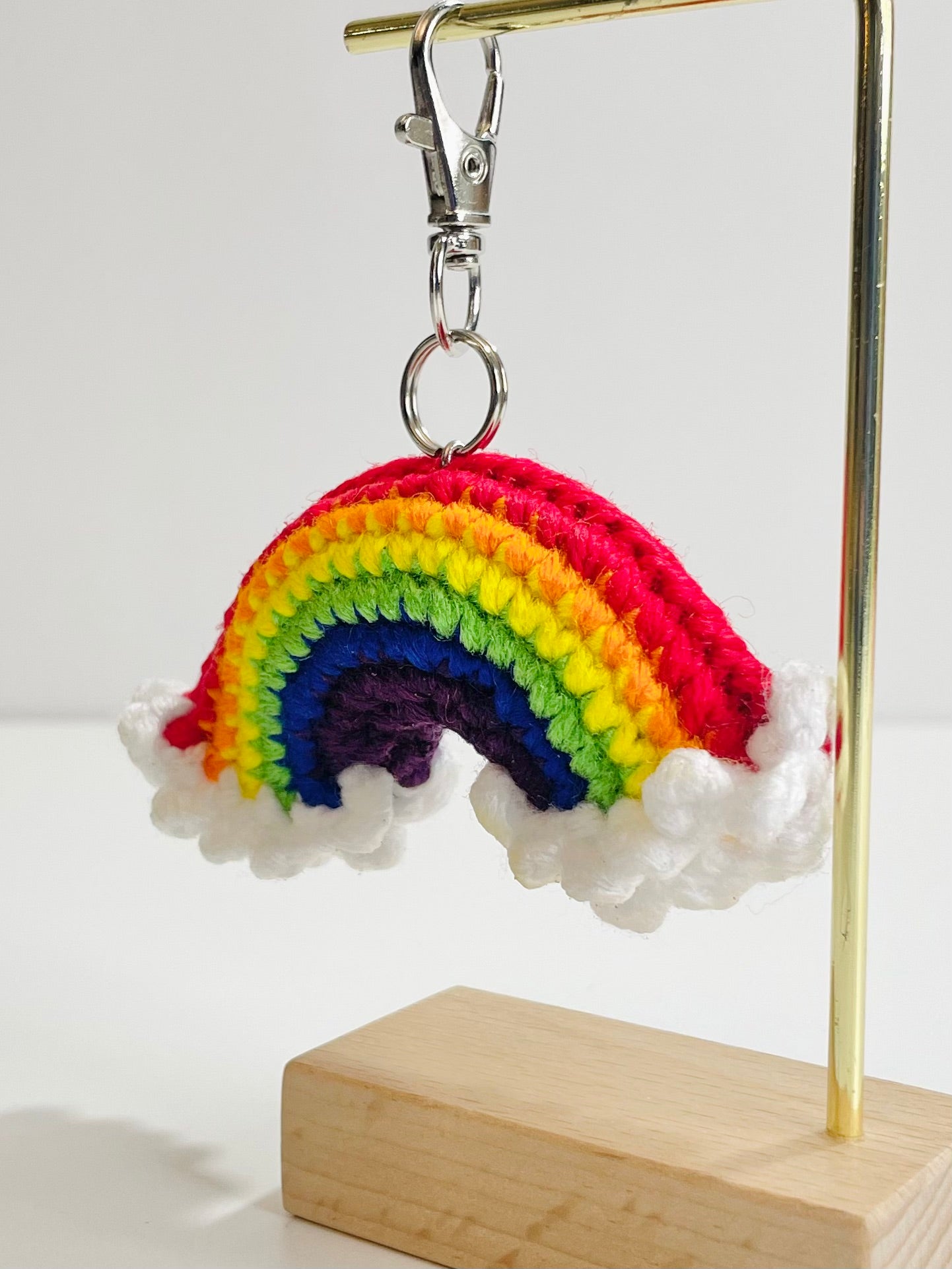 Crochet Rainbow Keychain, Handmade Bag Charm, backpack Accessory