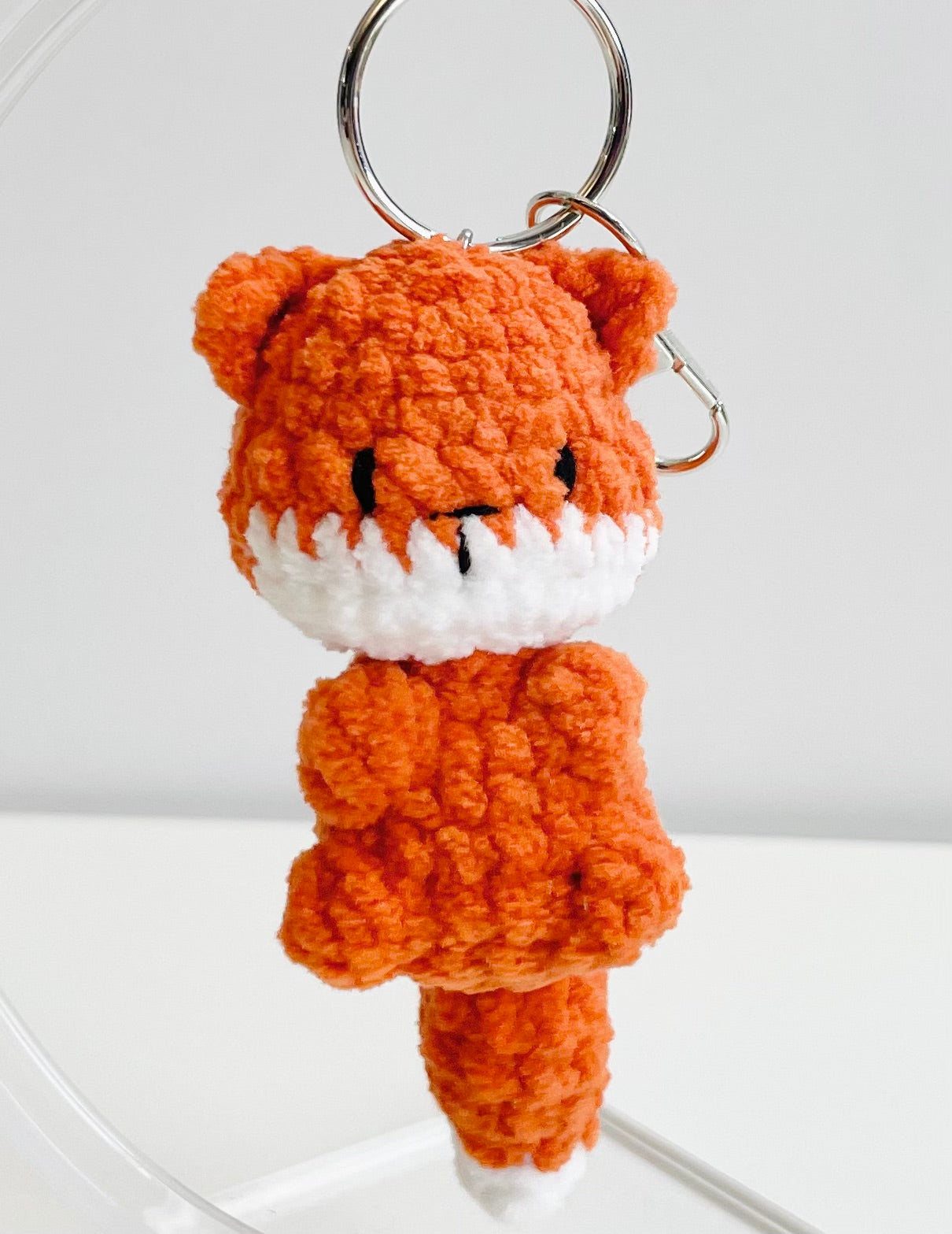 Crochet Fox Keychain – Kawaii Amigurumi Plush Animal Charm, Stuffed Fox Keyring