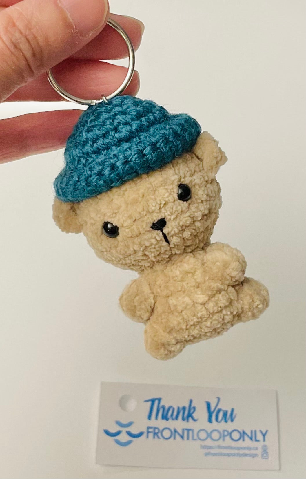 Crochet Bear Keychain – Bean Hat | Cute Handmade Gift