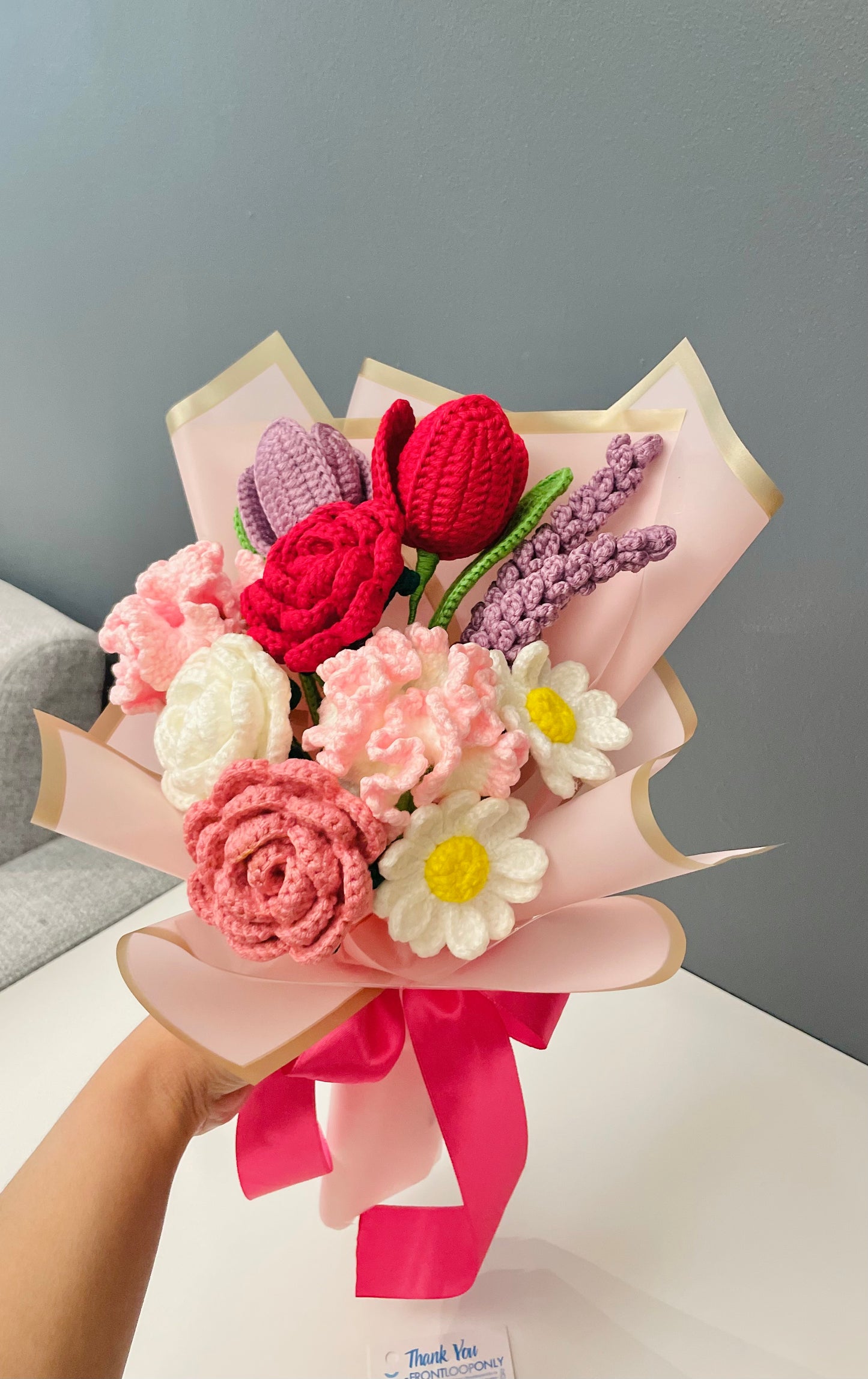 Crochet Flower Bouquet - Handmade Valentine Flowers