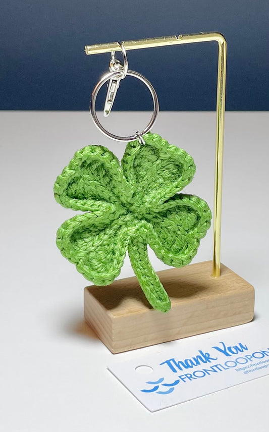 Crochet Four Leaf Clover Keychain – Lucky Shamrock Amigurumi Bag Charm, St. Patrick’s Day Gift