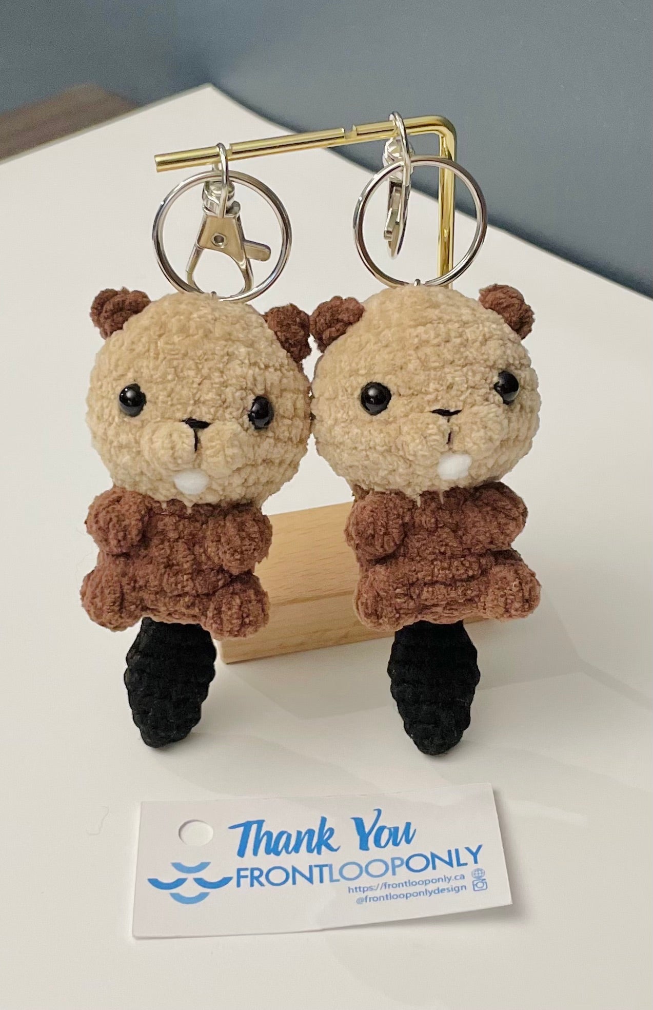 Crochet Beaver Keychain – Handmade Amigurumi Couple Gift