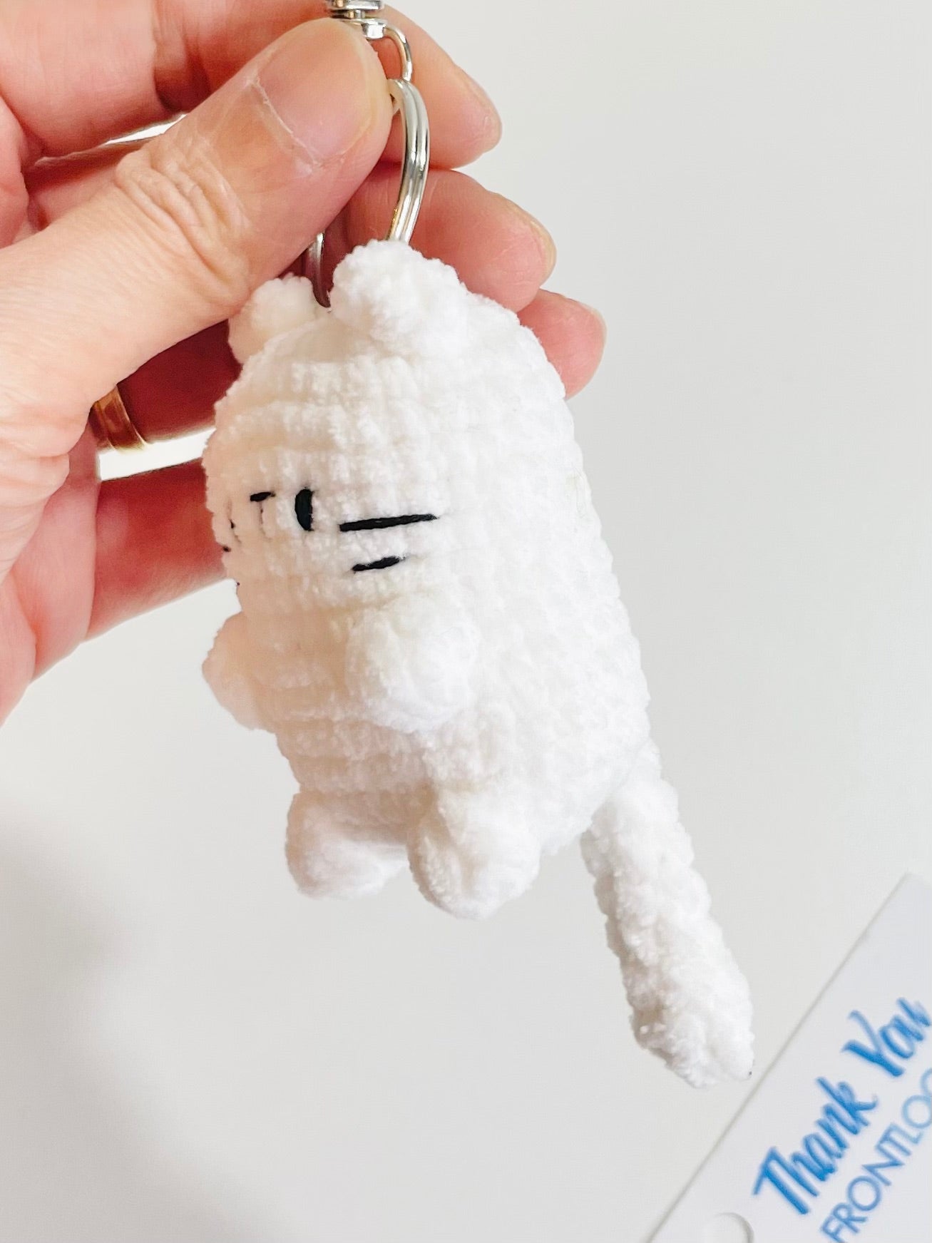 Crochet Cat Pocket Keychain – Plush Amigurumi Kitty Charm, Kawaii Bag Accessory