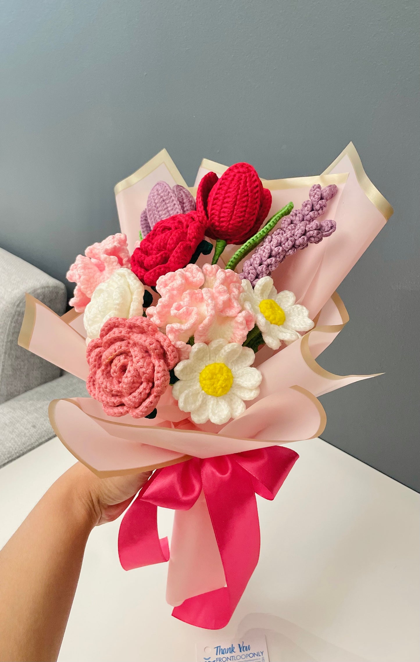 Crochet Flower Bouquet - Handmade Valentine Flowers
