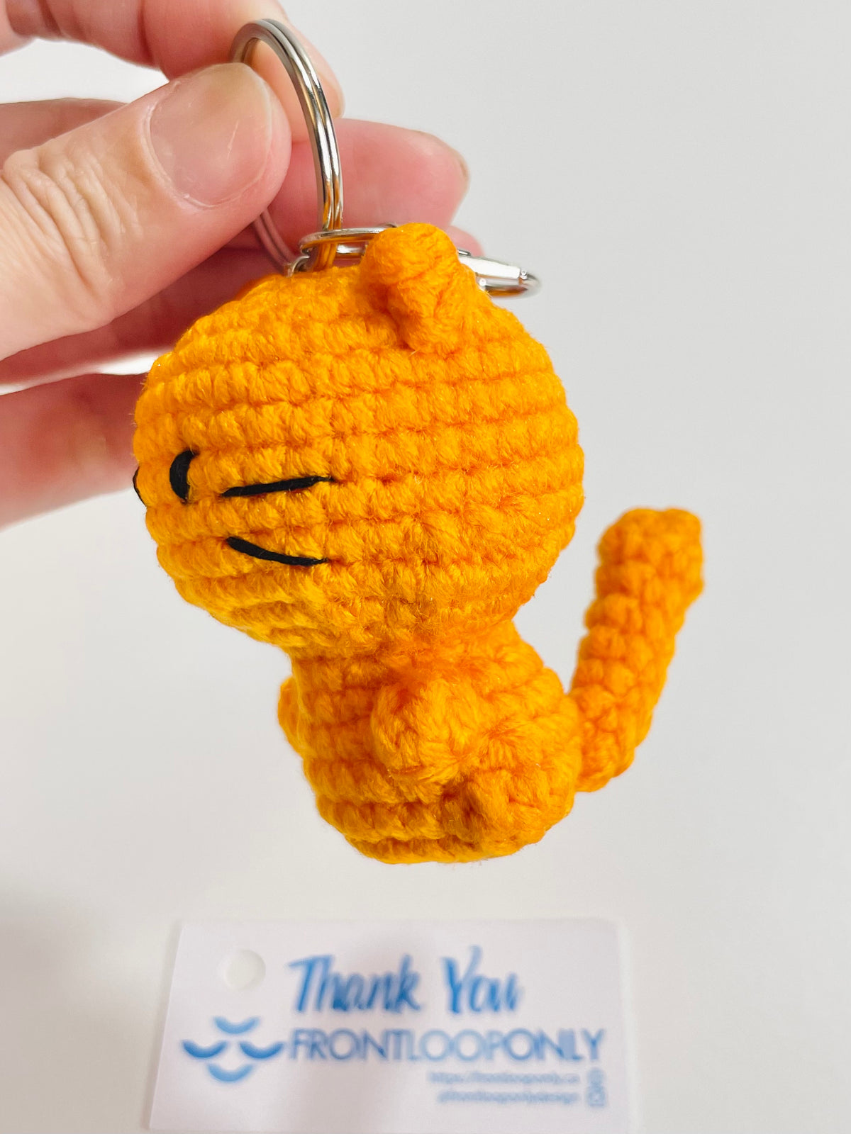 Crochet Cat Pocket Keychain – Handmade Kawaii Kitty Charm, Amigurumi Cat Bag Accessory