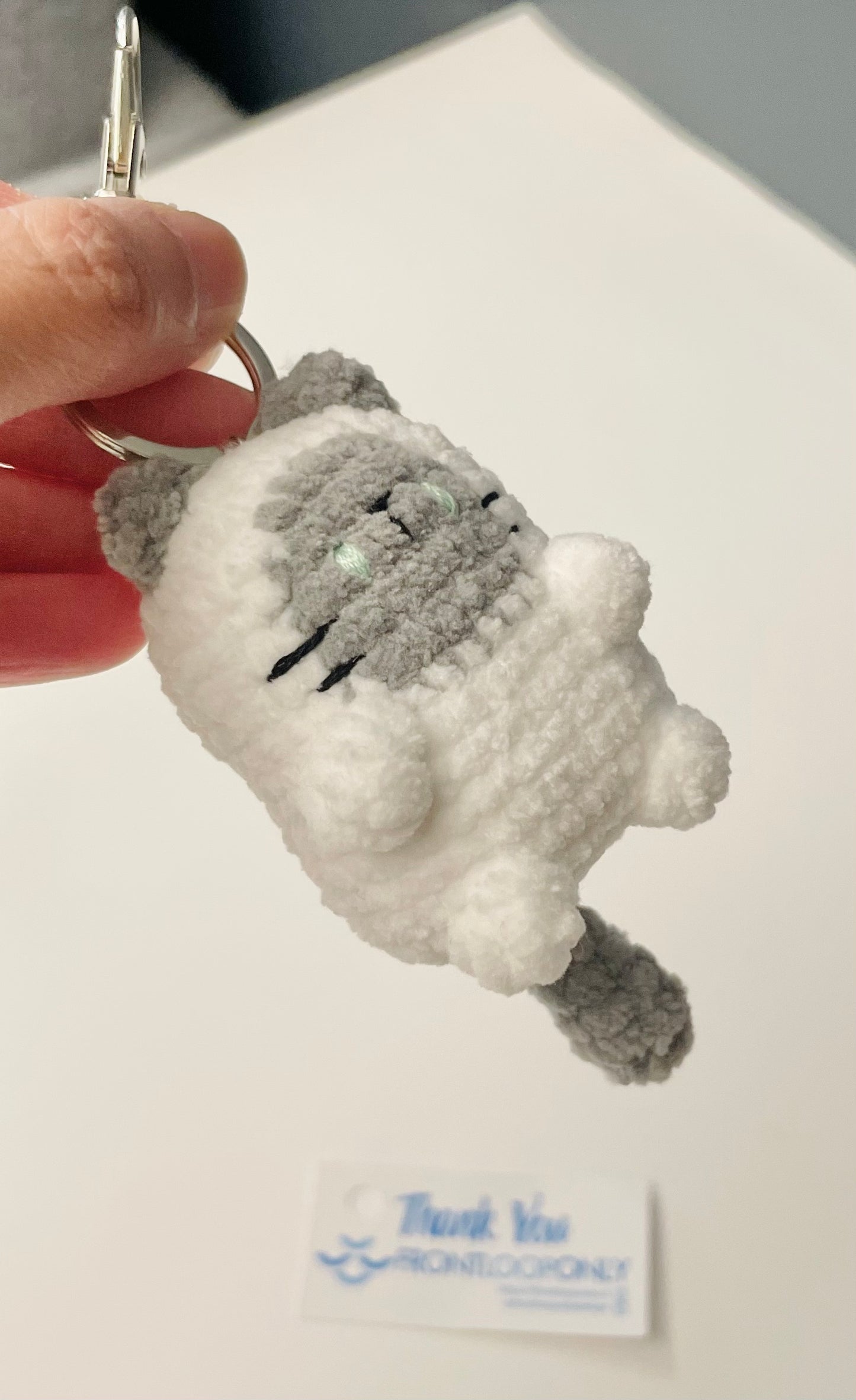 Crochet Cat Keychain | Handmade Cat Charm | Plush Mini Cat Keyring | Custom Color Cat Gift for Cat Lovers