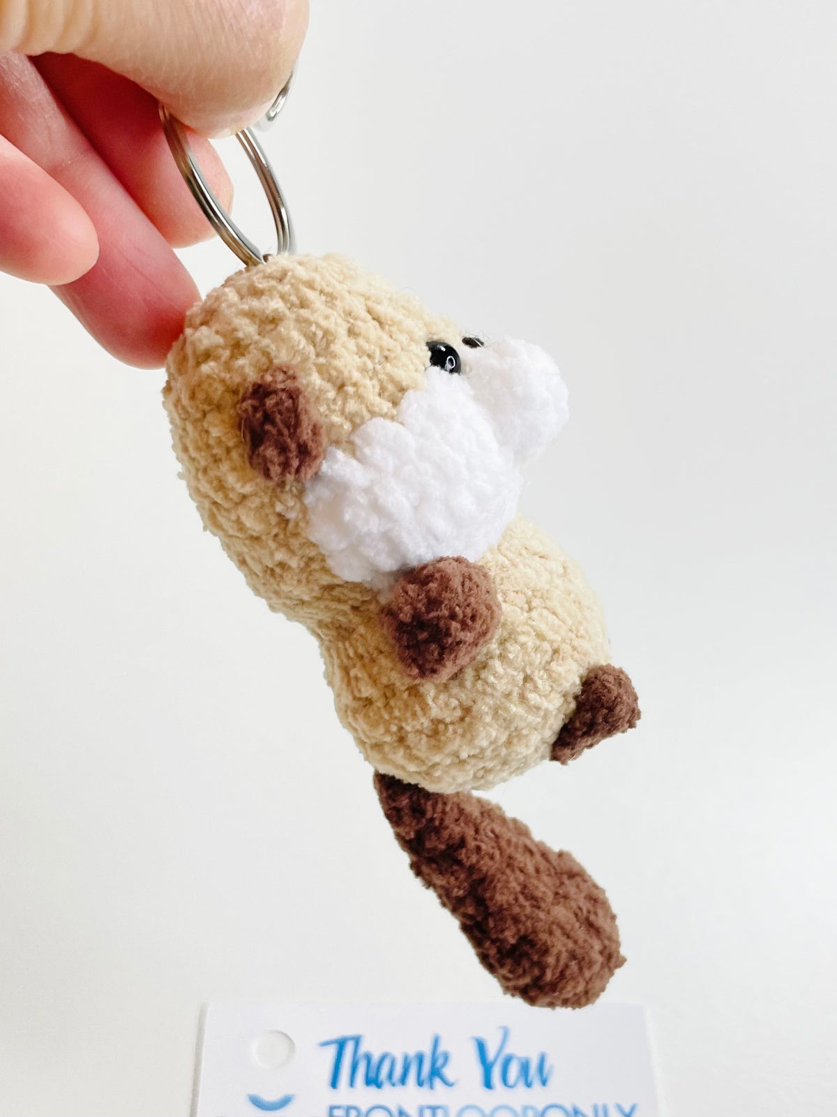 Crochet Baby Beaver Keychain, Handmade Chubby Amigurumi Plush, Woodland Animal Backpack Charm