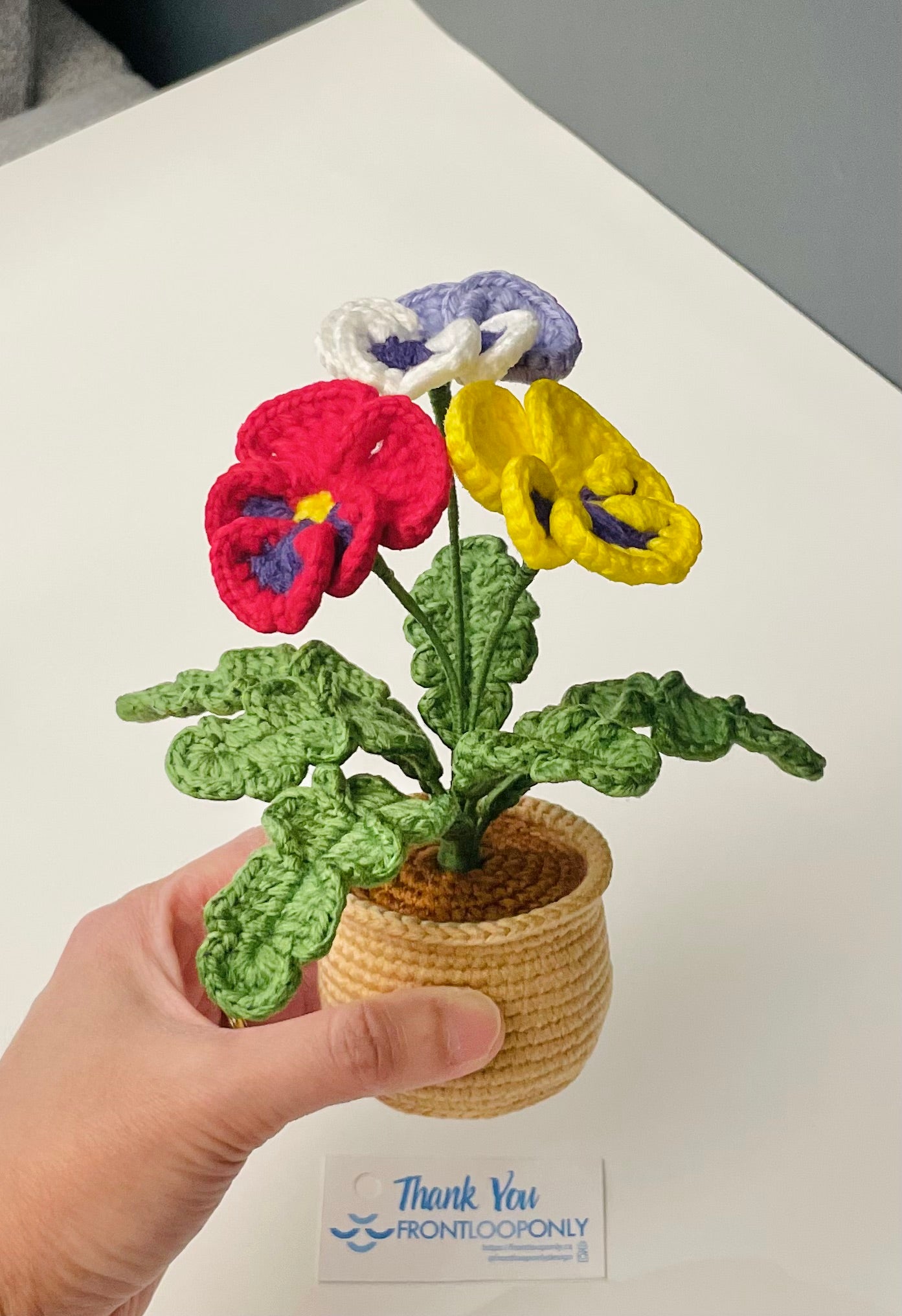 Crochet Pansy Flower Pot – Botanical Home Décor