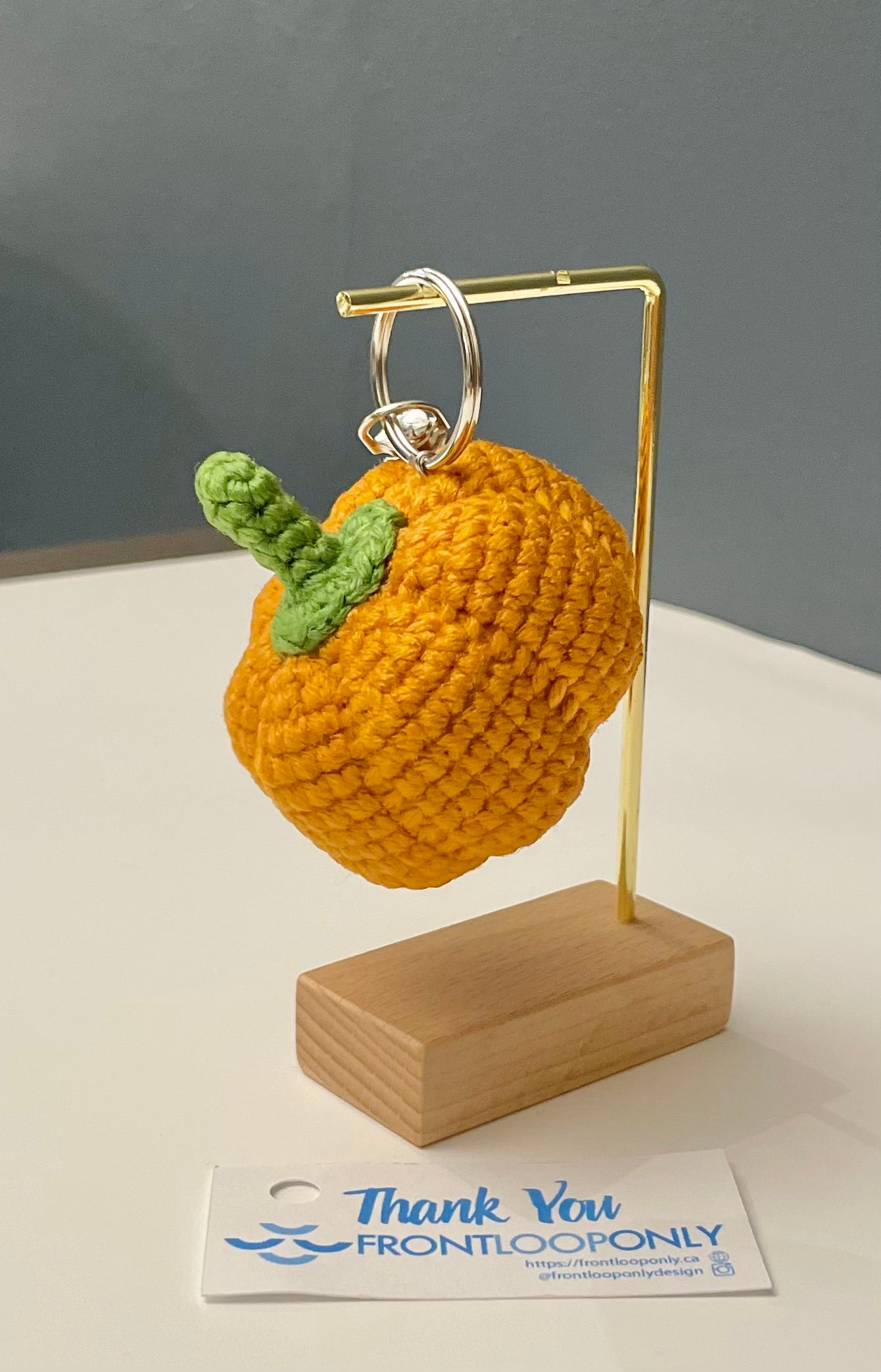 Crochet Pumpkin Keychain, Handmade Fall Bag Charm, Autumn Accessory (2.2 inch)