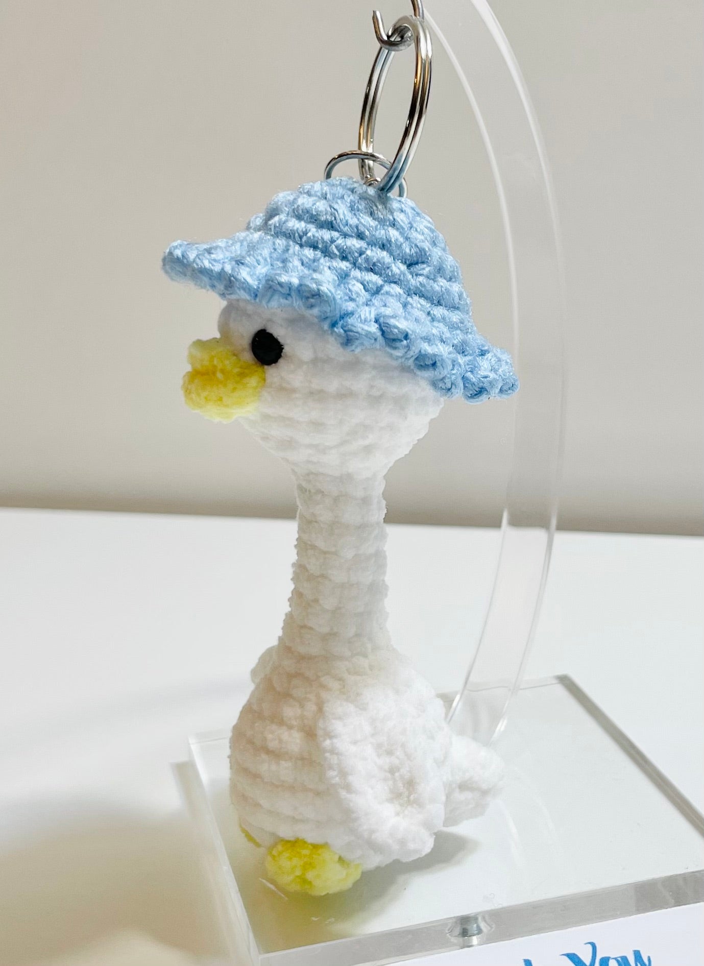 Crochet Mother Duck Keychain with Bandana or Hat | Handmade Amigurumi Duck Bag Charm | Animal Keychain Gift