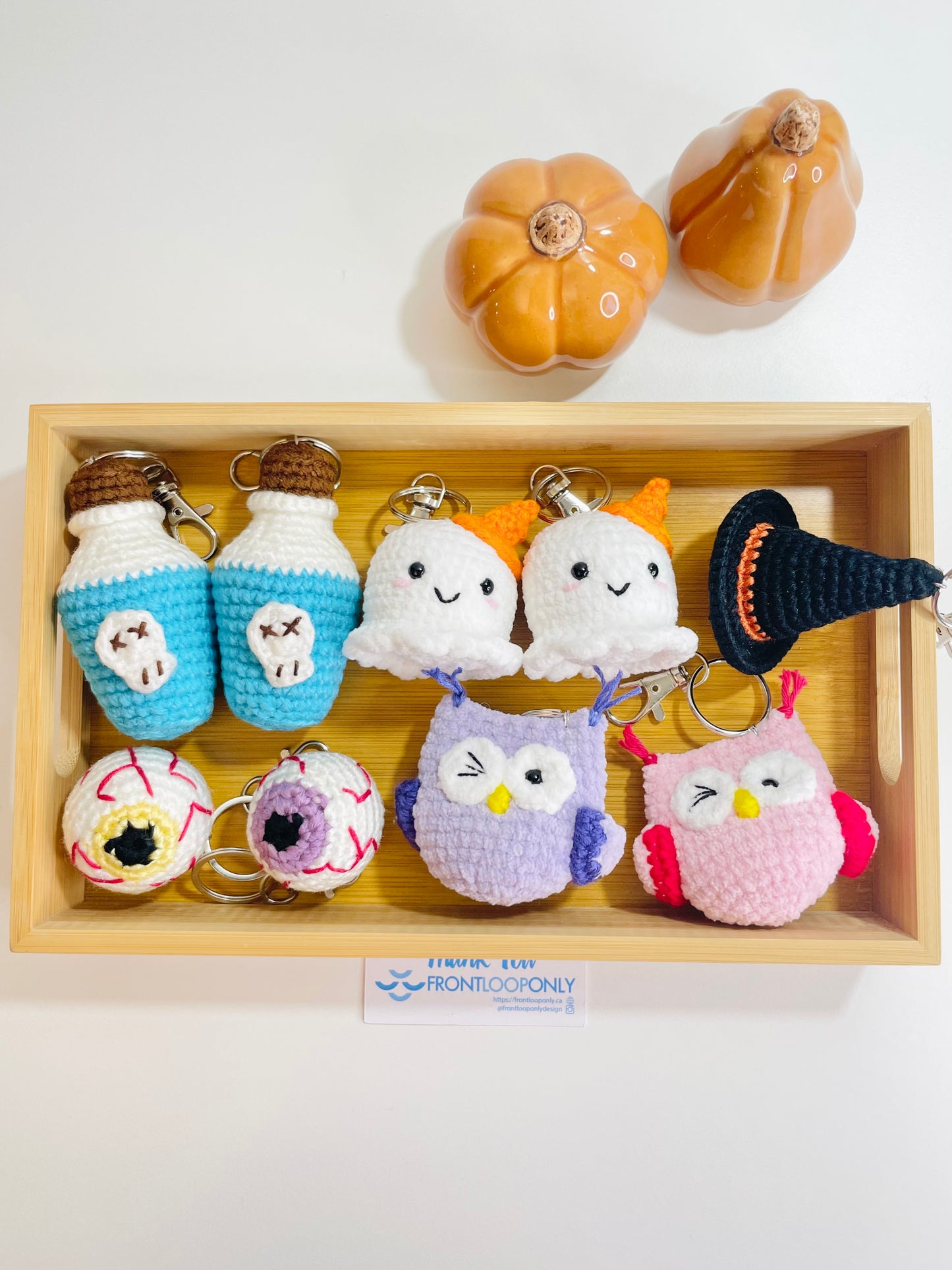 Halloween Crochet Keychain - Handmade Spooky Potion Bottle, Owl, Ghost, Witch Hat, Eyeball Charm