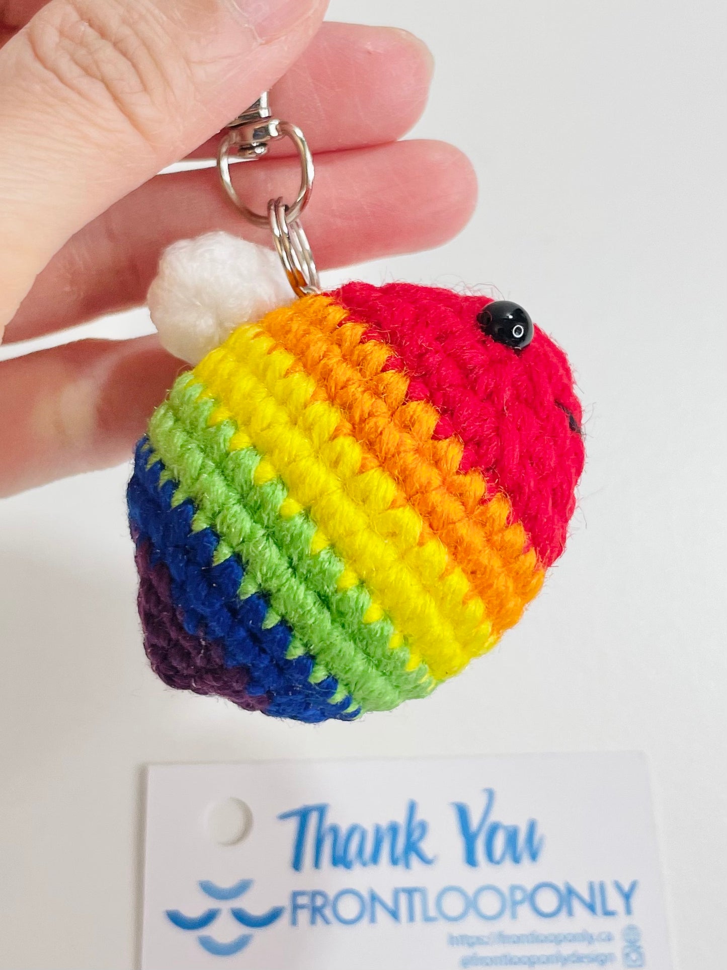 Crochet Rainbow Bee Keychain, Bag Charm, Kawaii Amigurumi, Backpack Accessory Gift
