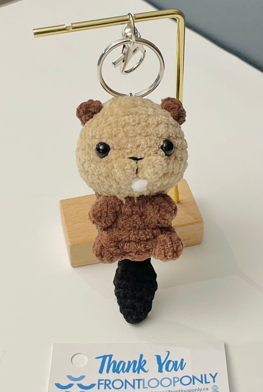 Crochet Beaver Keychain – Handmade Amigurumi Couple Gift
