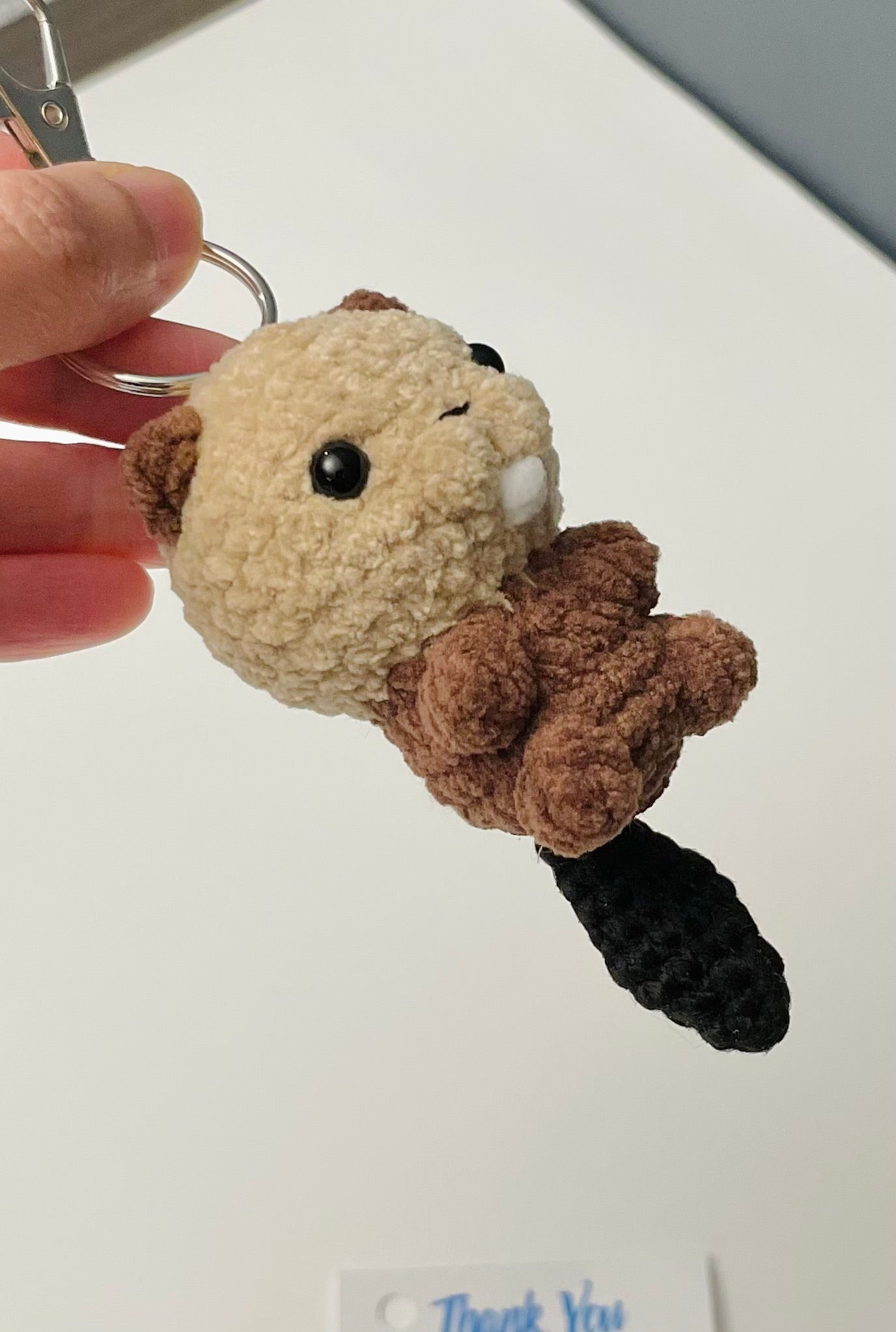 Crochet Beaver Keychain – Handmade Amigurumi Couple Gift