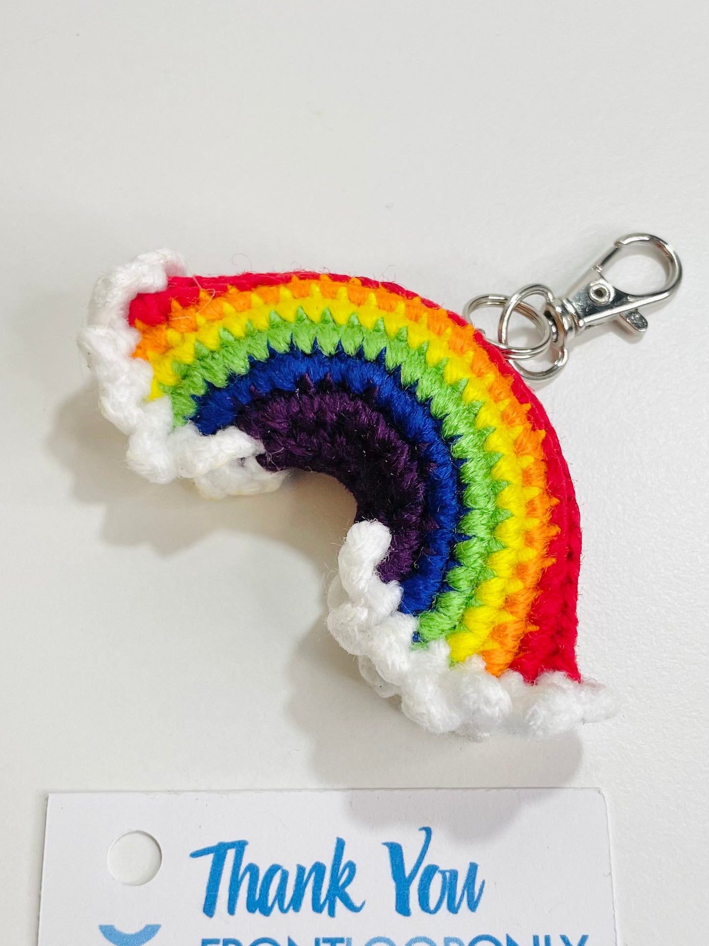 Crochet Rainbow Keychain, Handmade Bag Charm, backpack Accessory
