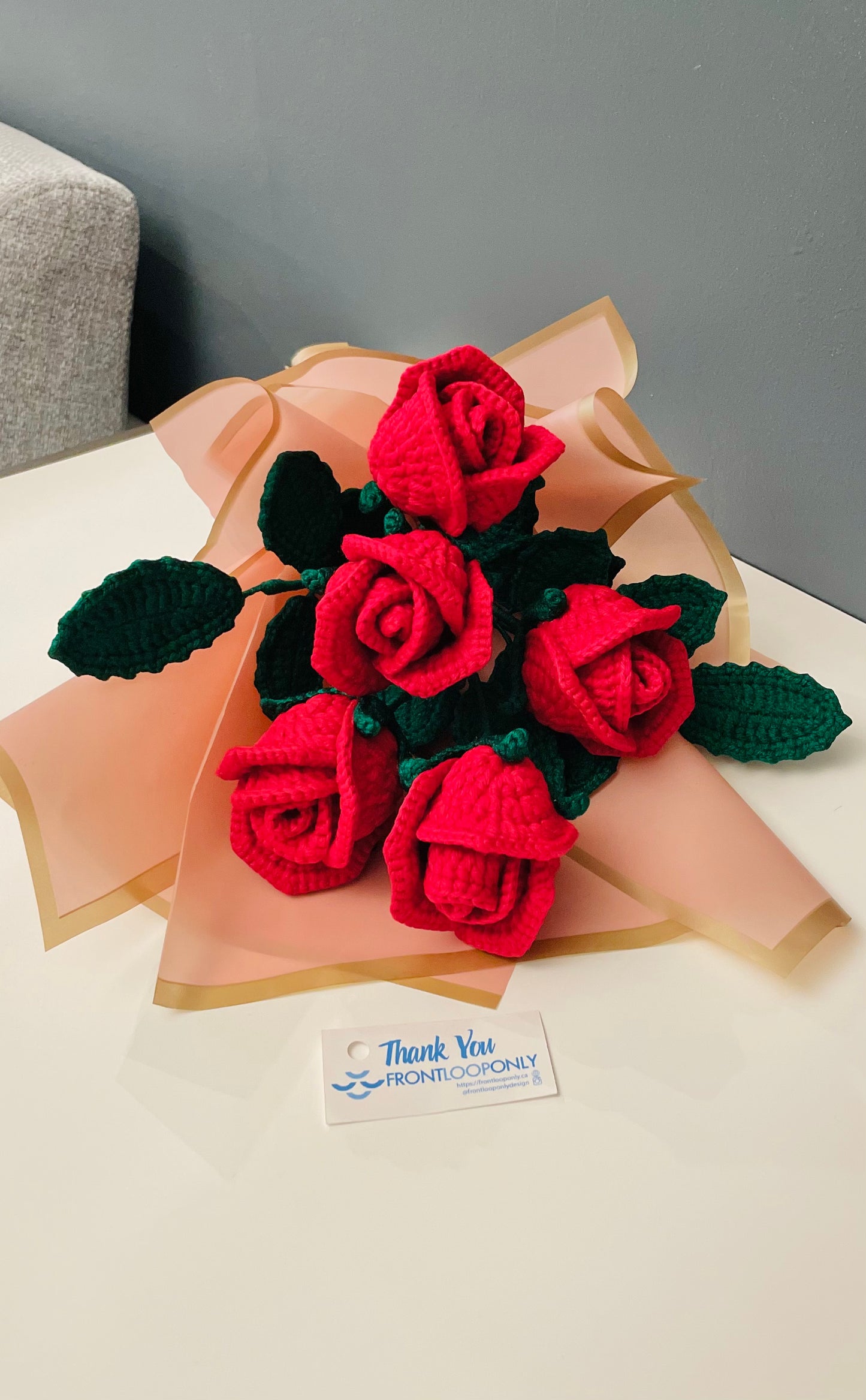 Crochet Red Rose Bouquet – Handmade Roses, Romantic Valentine’s Day & Anniversary Gift