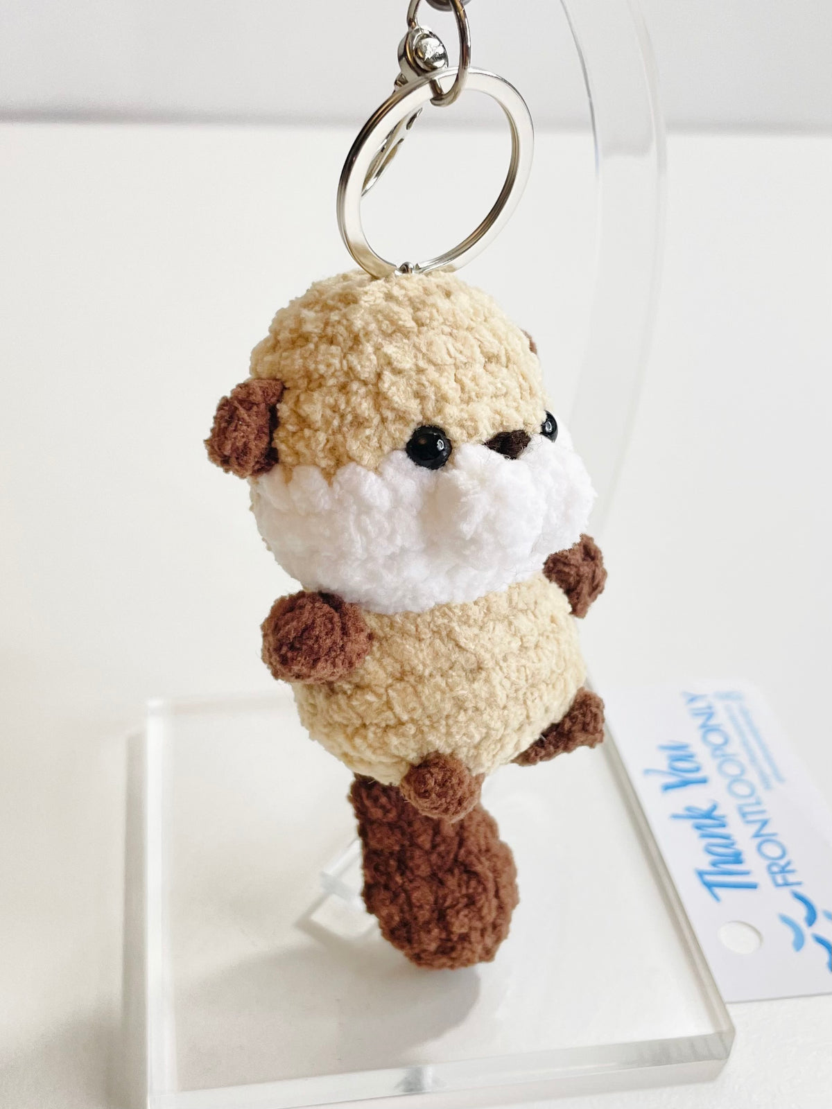 Crochet Baby Beaver Keychain, Handmade Chubby Amigurumi Plush, Woodland Animal Backpack Charm