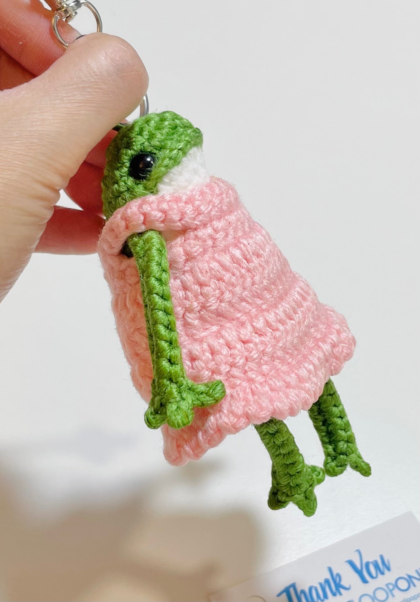 Crochet Frog Keychain – Frog in Dress or Overalls, Handmade Amigurumi Frog Bag Charm, Cute Gift