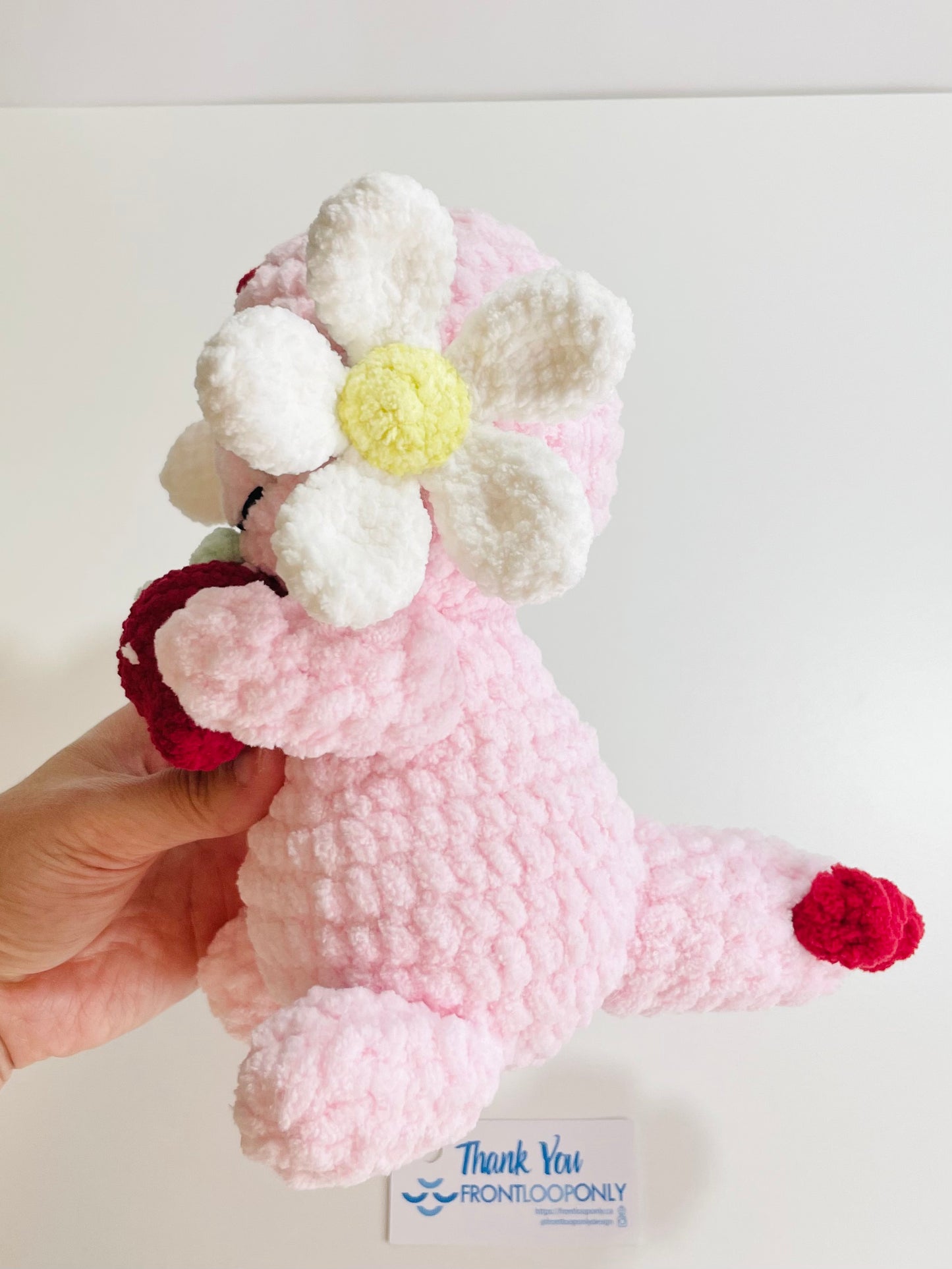Crochet Strawberry Axolotl Plushie | Handmade Kawaii Axolotl Stuffed Animal | Soft Pink Plush Toy | Strawberry Lover Gift