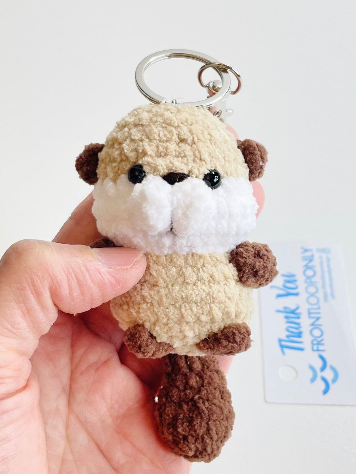 Crochet Baby Beaver Keychain, Handmade Chubby Amigurumi Plush, Woodland Animal Backpack Charm