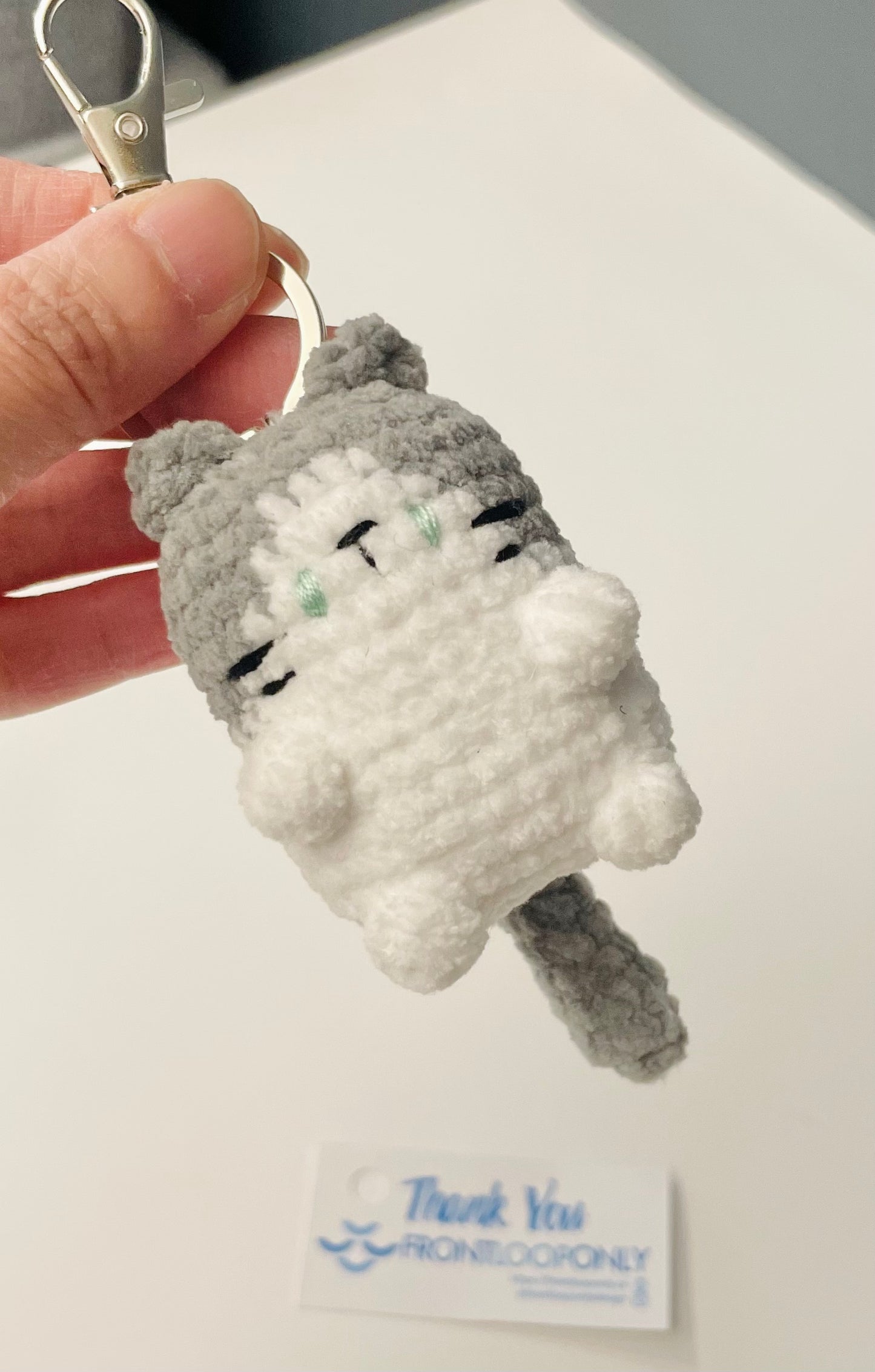 Crochet Cat Keychain | Handmade Cat Charm | Plush Mini Cat Keyring | Custom Color Cat Gift for Cat Lovers